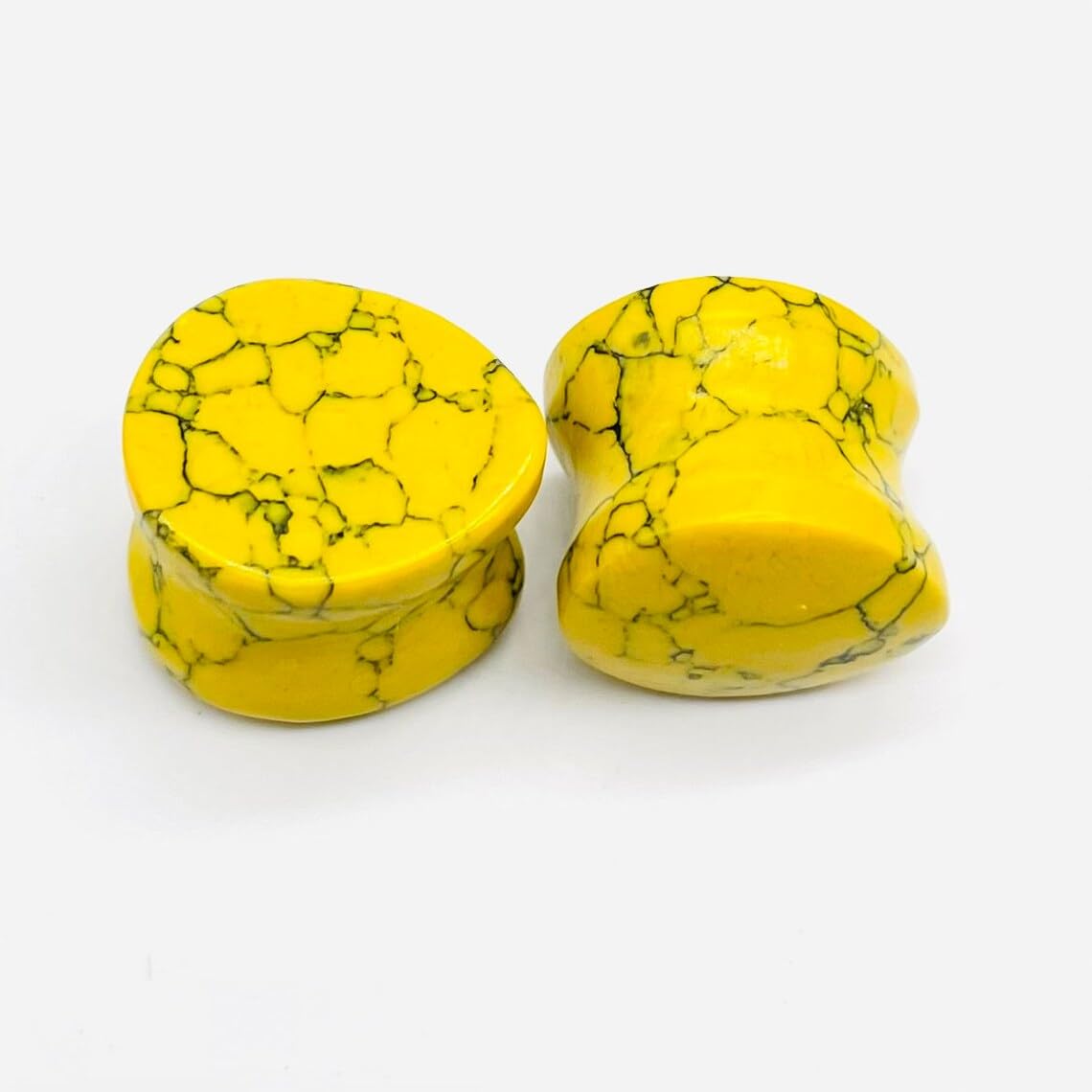 Naga Body Jewelry Pair of Yellow Turquoise Crystal Handmade Ear Piercing Double Flared Drop Shaped Gauges & Plugs Size 8g (3mm) to 1" (25mm) Customized & Wholesale Available