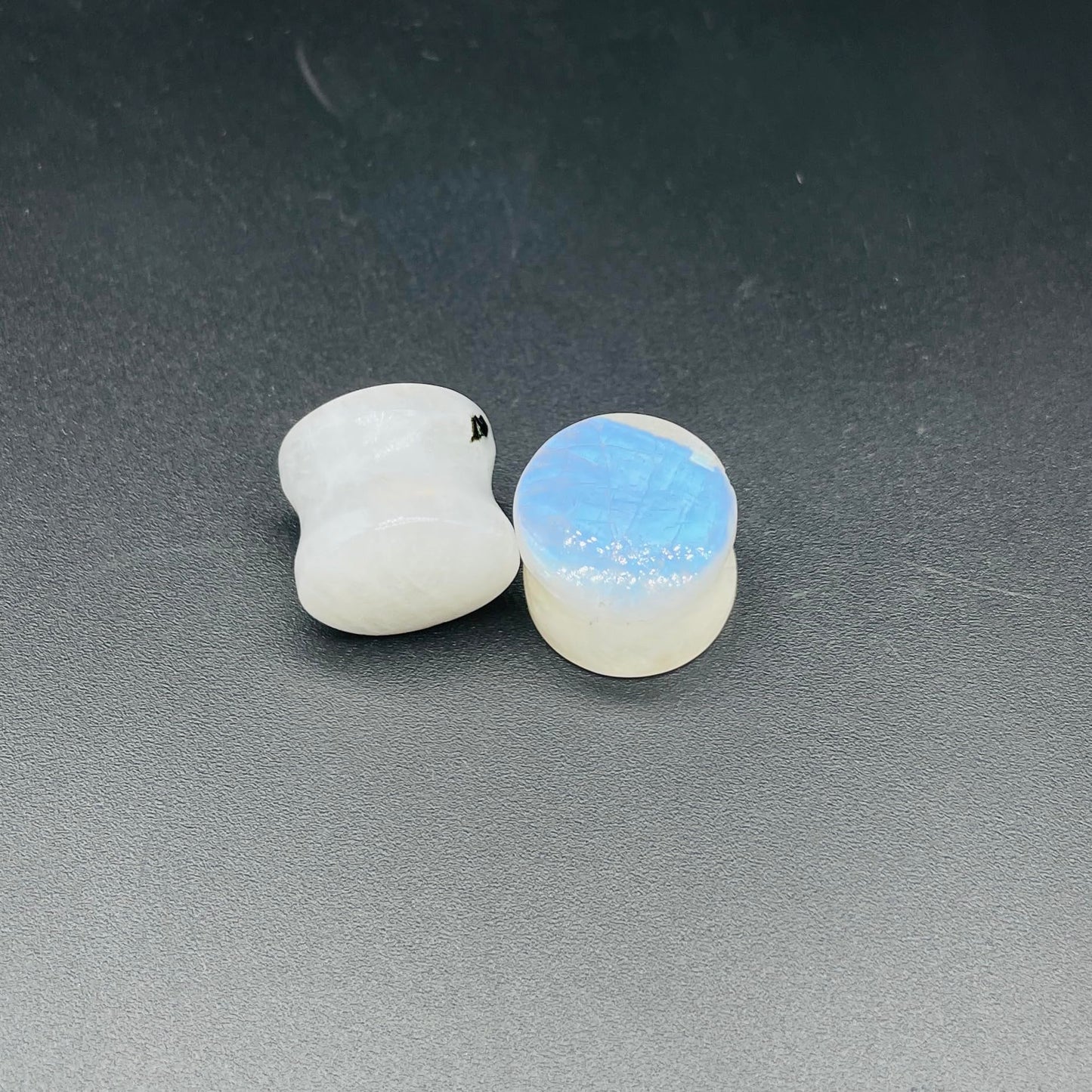Opalescent Moonstone Gemstone Naga Body Piercing Jewelry Double Flared Round Shaped Ear Gauges Plugs Size 8g (3mm) to 1" (25mm) Customized Size & Wholesale Also Available