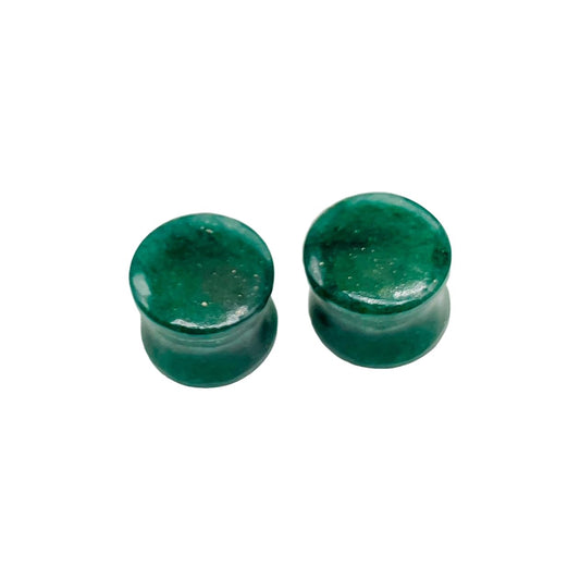 Natural Aventurine Gemstone Gauges, 3mm (8g) to 54mm (2-1/8 inch), Round Double Flared Plugs