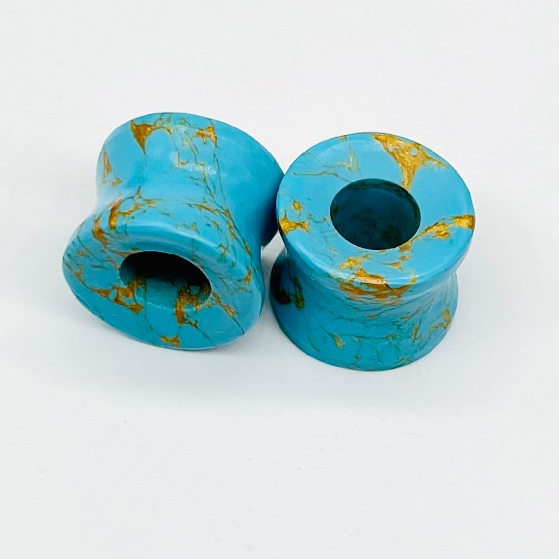 American Blue Copper Turquoise Crystal Body Jewelry Plug Tunnel Naga Earrings for Ear Piercing 4mm to 40mm (6g to 40mm) Ear Plugs Gauges for Earrings