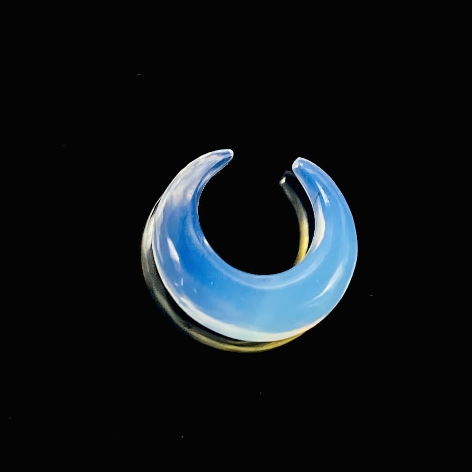 Opalite Glass Handmade Naga Body Piercing Tribal Septum Crescent Horseshoe Pincher Gauges, Sizes 2mm (12g) to 12mm (1/2 inch)