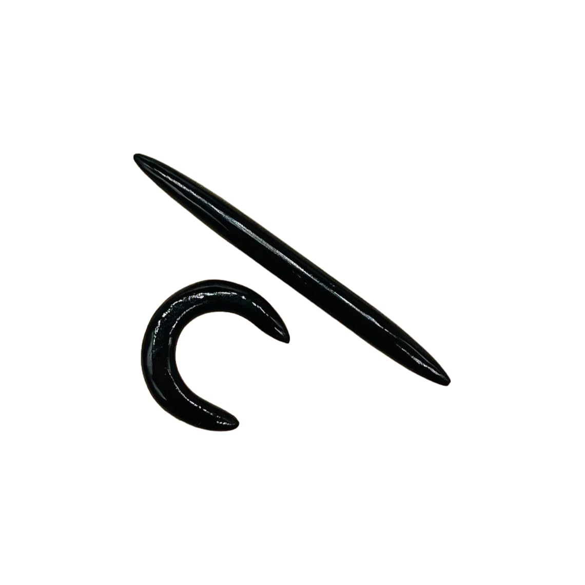 Natural Black Obsidian Crystal Handmade Naga Body Piercing Jewelry, Tribal Septum Tusk Straight Spike & Pincher Gauges, 12g (2mm) to 1/2 inch (12mm), Customized Size Available