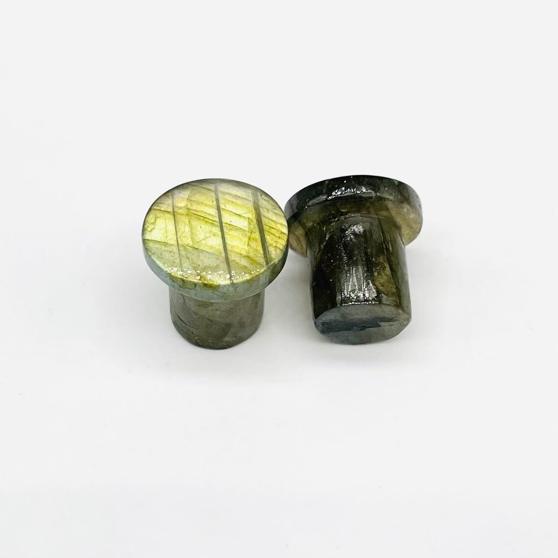 Natural Yellow Flash Labradorite Gemstone Naga Body Piercing Jewelry Single Flare Ear Gauges Plugs Size 8g (3mm) to 1" (25mm) Custom Size & Wholesale Available