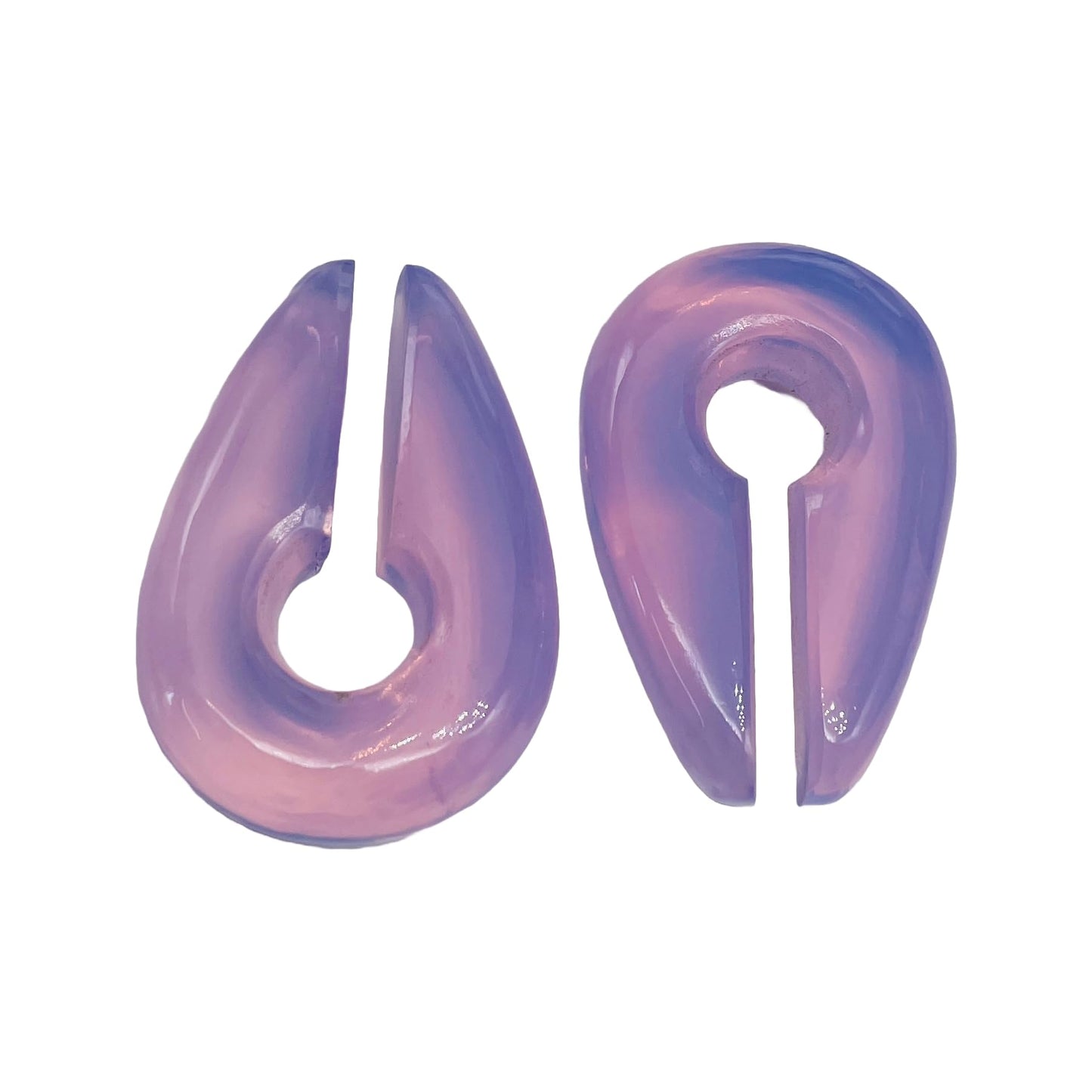 Lavender Chalcedony Stone Ear Weights, Pair of Keyhole Hangers Gauges