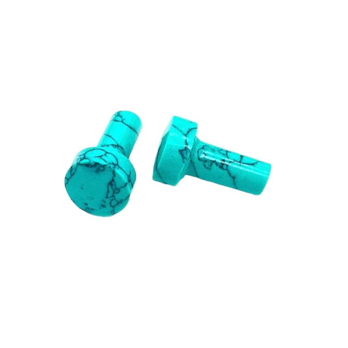 Crystal Gem Turquoise Body Jewelry Plugs, Size 8g-1", Set of 2