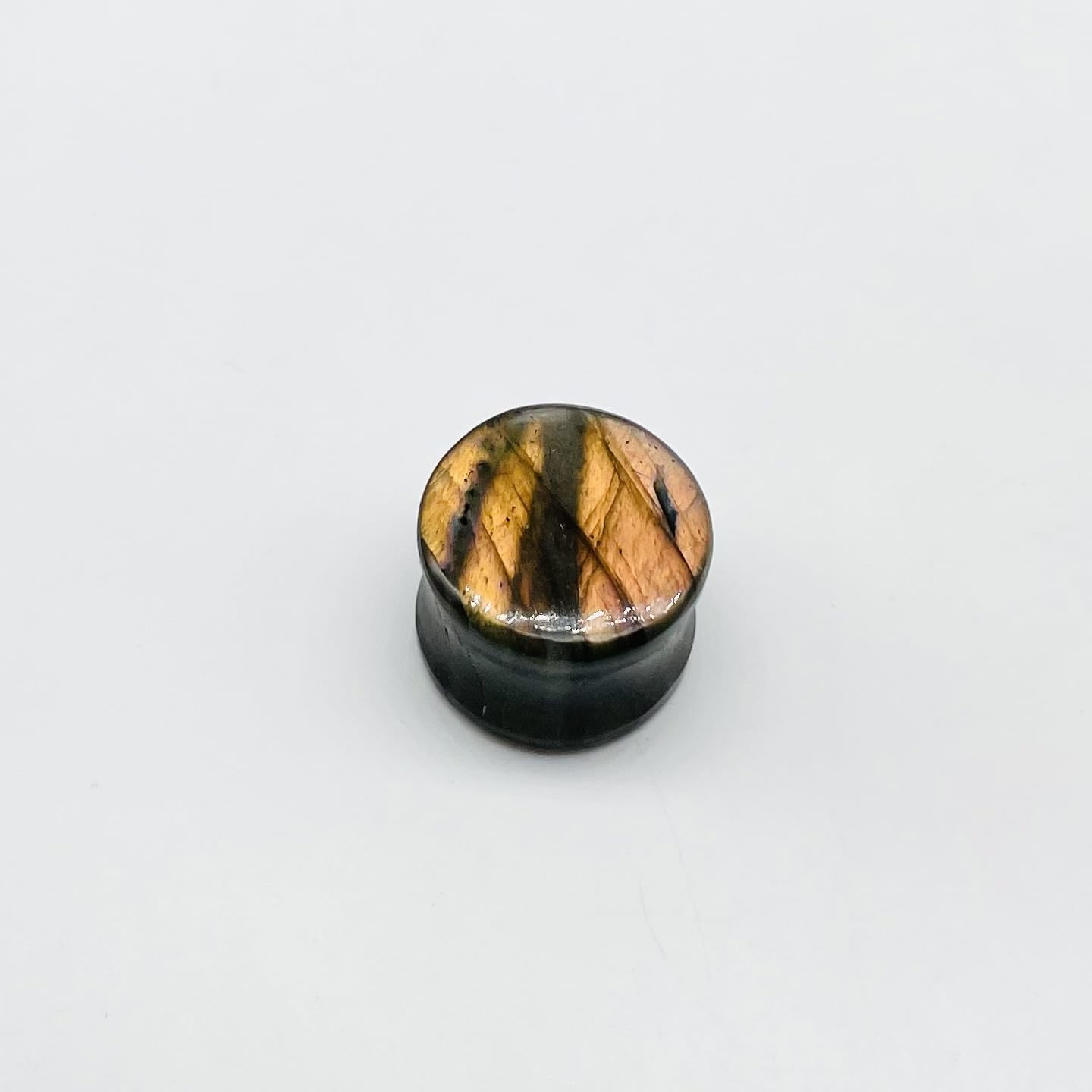 Natural Rare Flash Labradorite Crystal Handmade Double Flare Convex/Concave Round Ear Plugs Naga Body Jewlry Gauges Size 9/16" (14mm) Ready to Ship