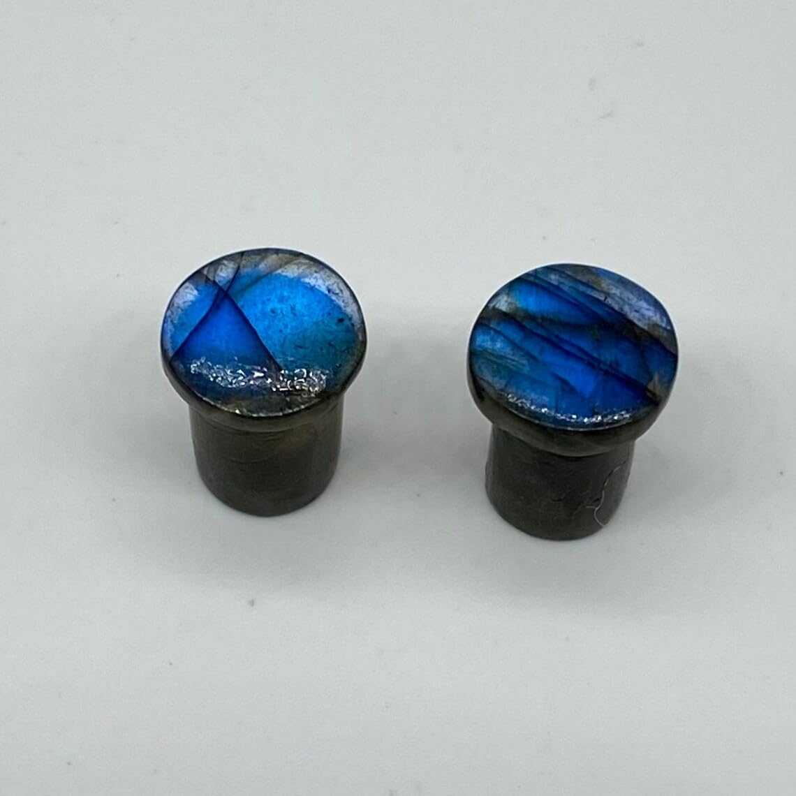 Body Piercing Jewelry Blue Labradorite Round Shaped Single Flare Ear Piercing Gauges & Plugs Size 8g (3mm) to 1" (25mm) Customized Size & Wholesale Also Available