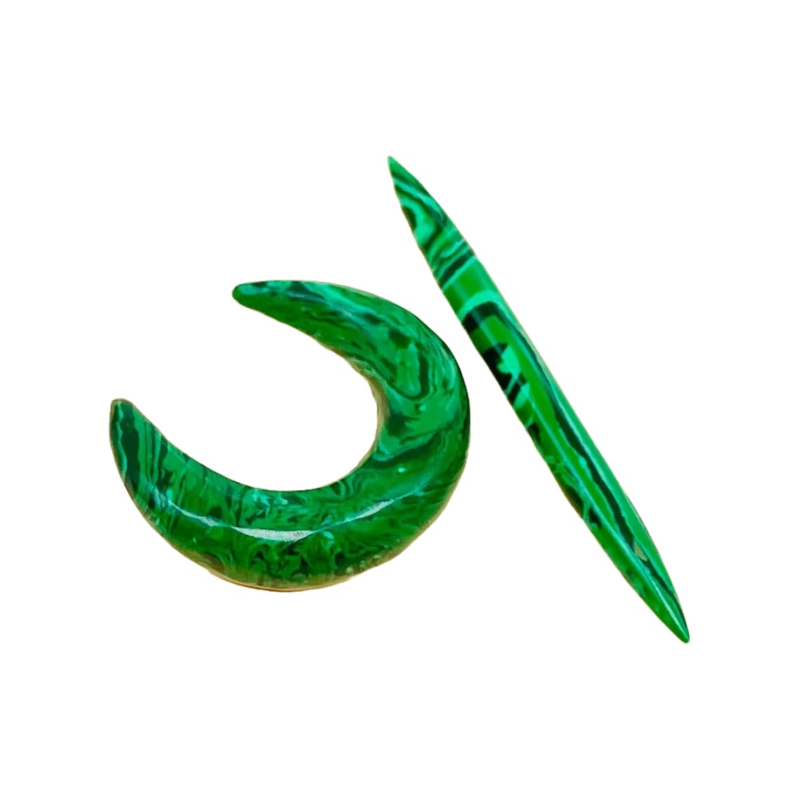 Malachite Crystal Tribal Septum Pincher & Spike Naga Body Piercing Jewelry Gauges, 12g (2mm) to 1/2 inch (12mm), Customized Size Available, Green
