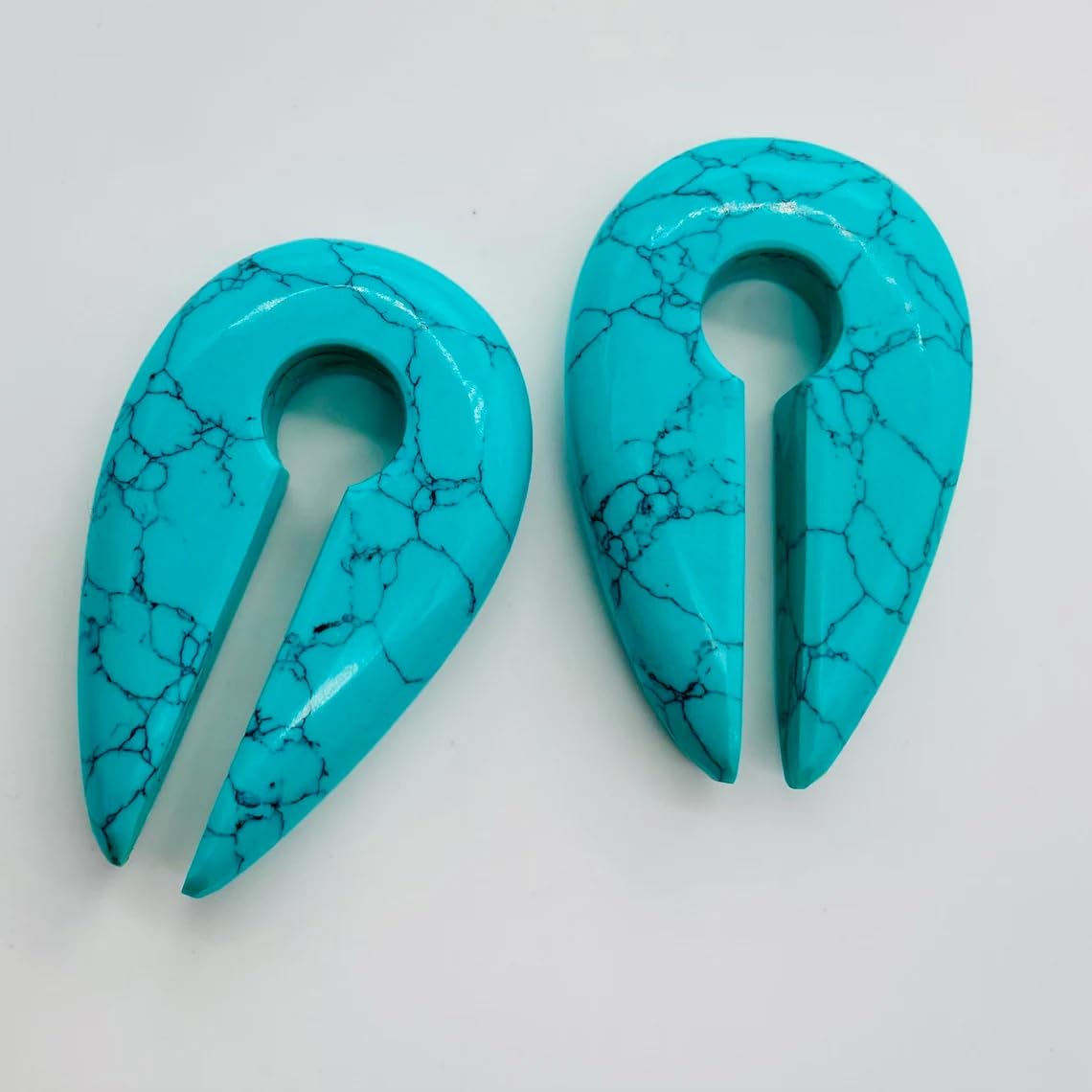 Blue Turquoise Crystal Ear Weights, 6g-00g Sizes, 2 Pieces