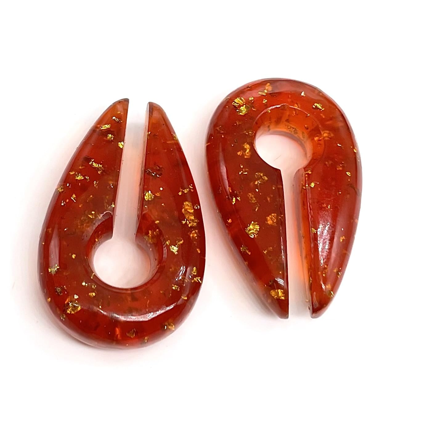 Amber Stone Handcrafted Drop Shape Ear Weights Keyhole Gauges Ear Piercing Naga Body Jewelry Size 2g (6mm), 0g (8mm) & 00g (10mm) & Customized Wholesale Also Available