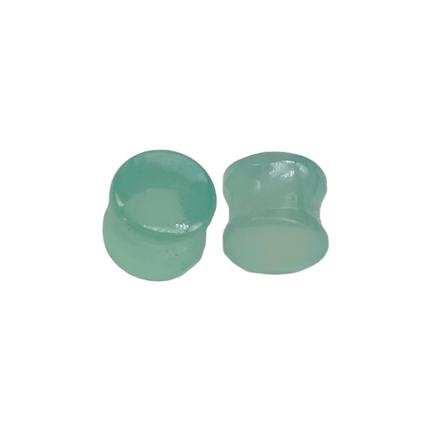 Natural Aqua Chalcedony Gemstone Ear Plugs Gauges, Sizes 3mm to 25mm