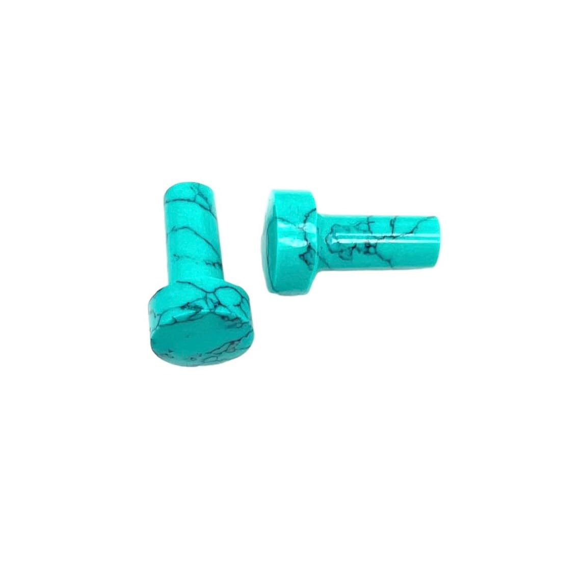 Crystal Gem Turquoise Body Jewelry Plugs, Size 8g-1", Set of 2