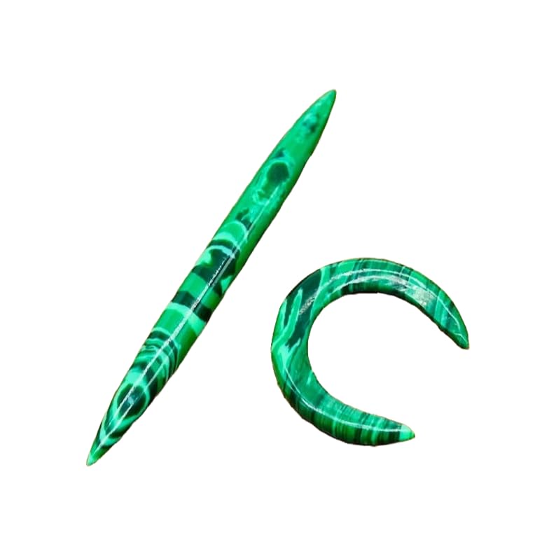 Malachite Crystal Tribal Septum Pincher & Spike Naga Body Piercing Jewelry Gauges, 12g (2mm) to 1/2 inch (12mm), Customized Size Available, Green
