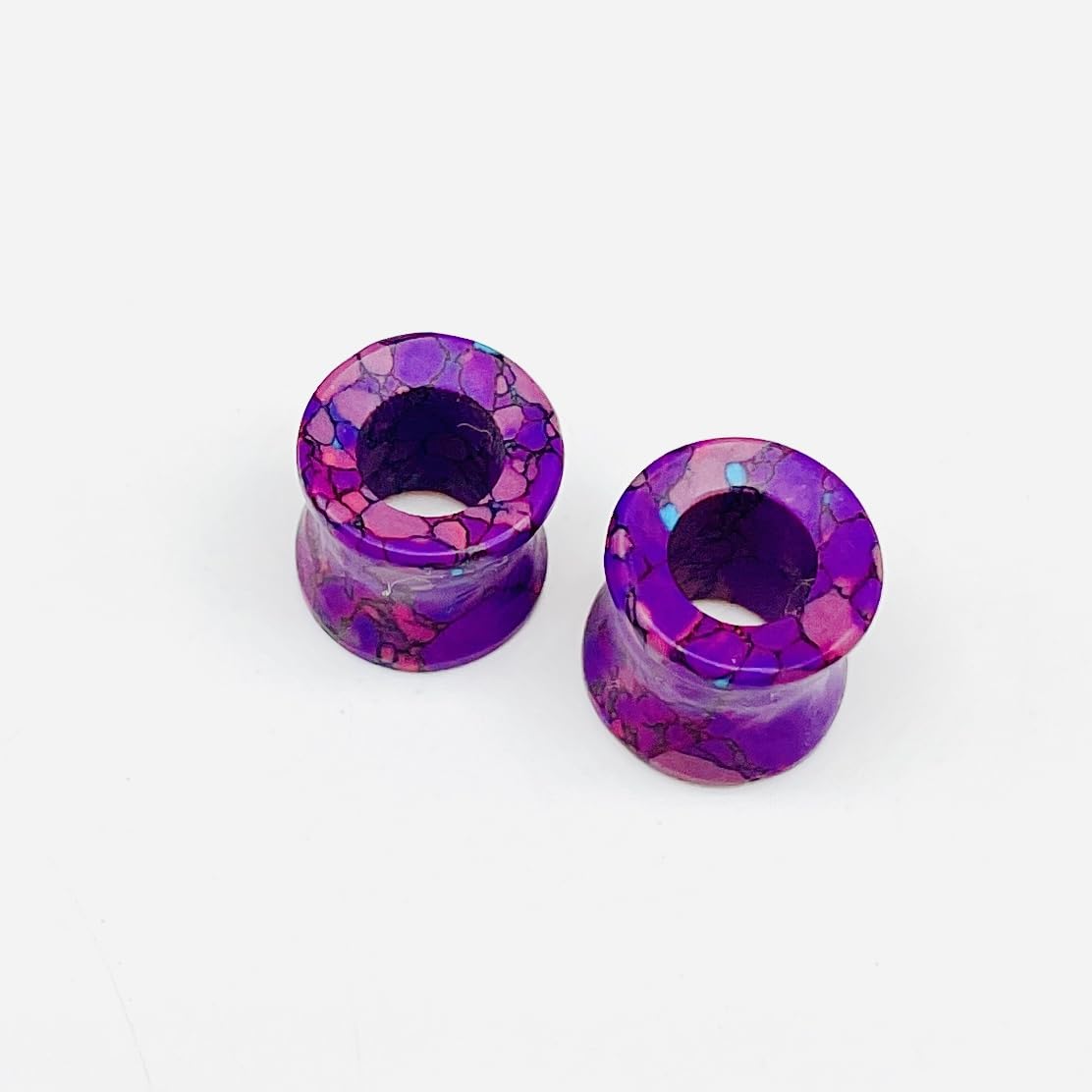 Pruple Turquoise Crystal Handmade Naga Body Piercing Jewelry Plug Tunnel Gauges Size 6g (4mm) to 40mm Customized Sizes & Wholesale Also Available