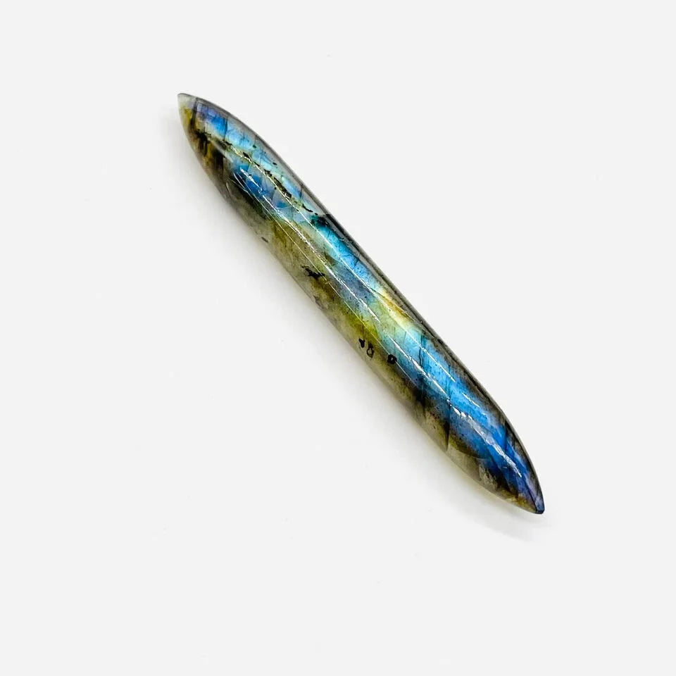 Natural Labradorite Gemstone Tribal Septum Tusk Spike — Organic Stone Nose Pincher | Healed Septum Jewelry Size 12G (2mm) to 1/2' (12mm)