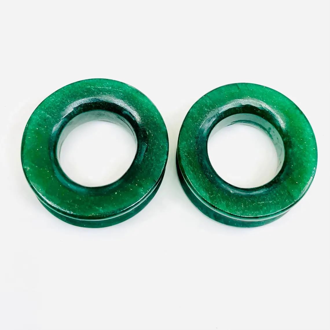 Aventurine Ear Tunnels Plugs β Natural Stone Gauges for Stretched Ears | Hand-Carved Double Flared Hypoallergenic Ear Jewelry | Sizes 6g (4mm) to 40mm