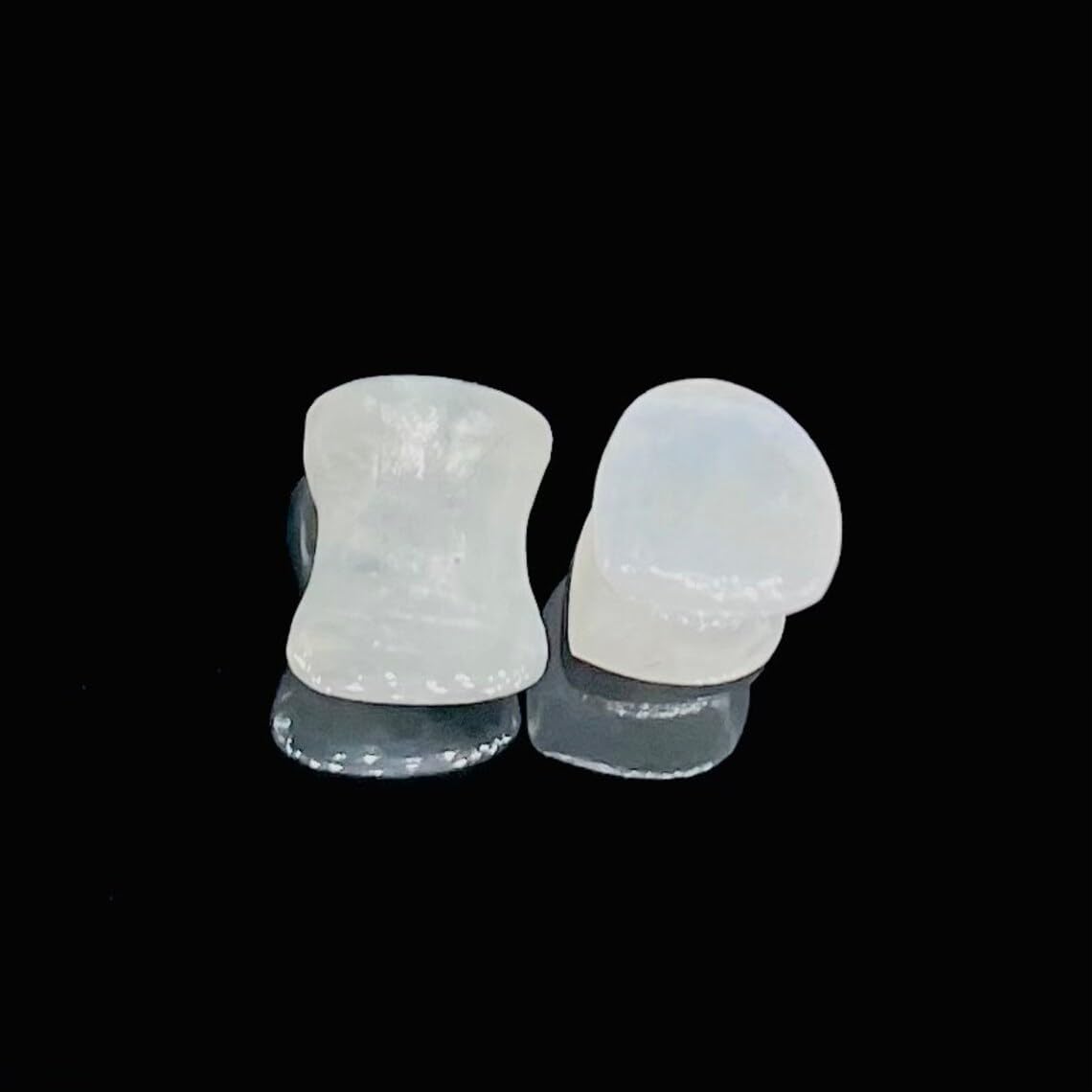 Natural White Rainbow Moonstone Gemstone Heart Shape Ear Gauges Size 8g to 1"