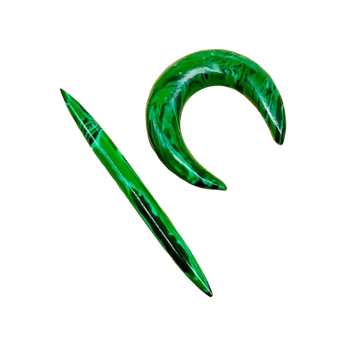 Malachite Crystal Tribal Septum Pincher & Spike Naga Body Piercing Jewelry Gauges, 12g (2mm) to 1/2 inch (12mm), Customized Size Available, Green