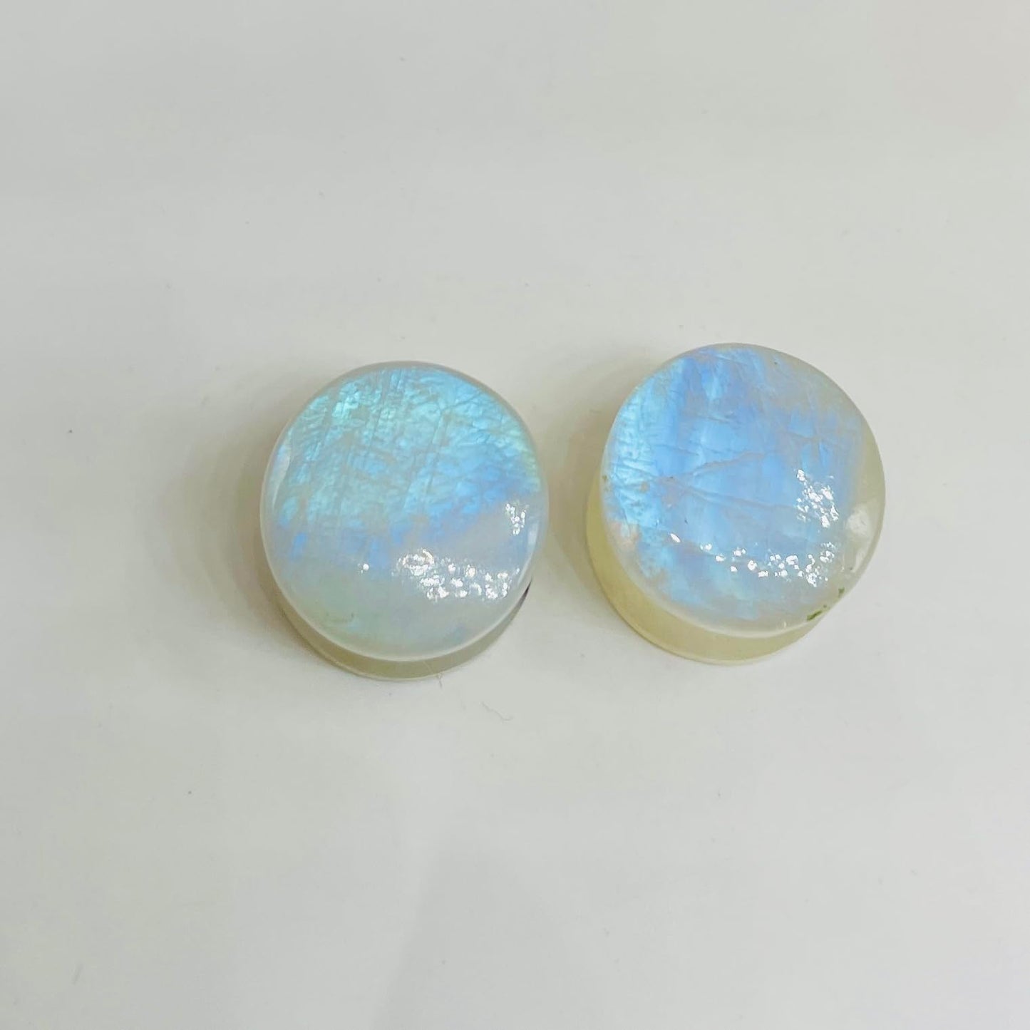 Opalescent Moonstone Gemstone Naga Body Piercing Jewelry Double Flared Round Shaped Ear Gauges Plugs Size 8g (3mm) to 1" (25mm) Customized Size & Wholesale Also Available