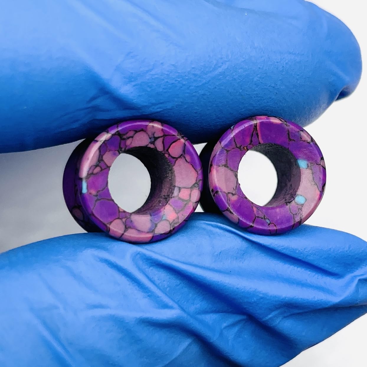 Pruple Turquoise Crystal Handmade Naga Body Piercing Jewelry Plug Tunnel Gauges Size 6g (4mm) to 40mm Customized Sizes & Wholesale Also Available