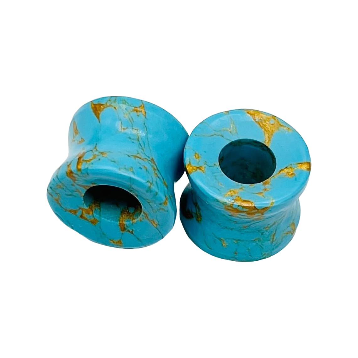 American Blue Copper Turquoise Crystal Body Jewelry Plug Tunnel Naga Earrings for Ear Piercing 4mm to 40mm (6g to 40mm) Ear Plugs Gauges for Earrings