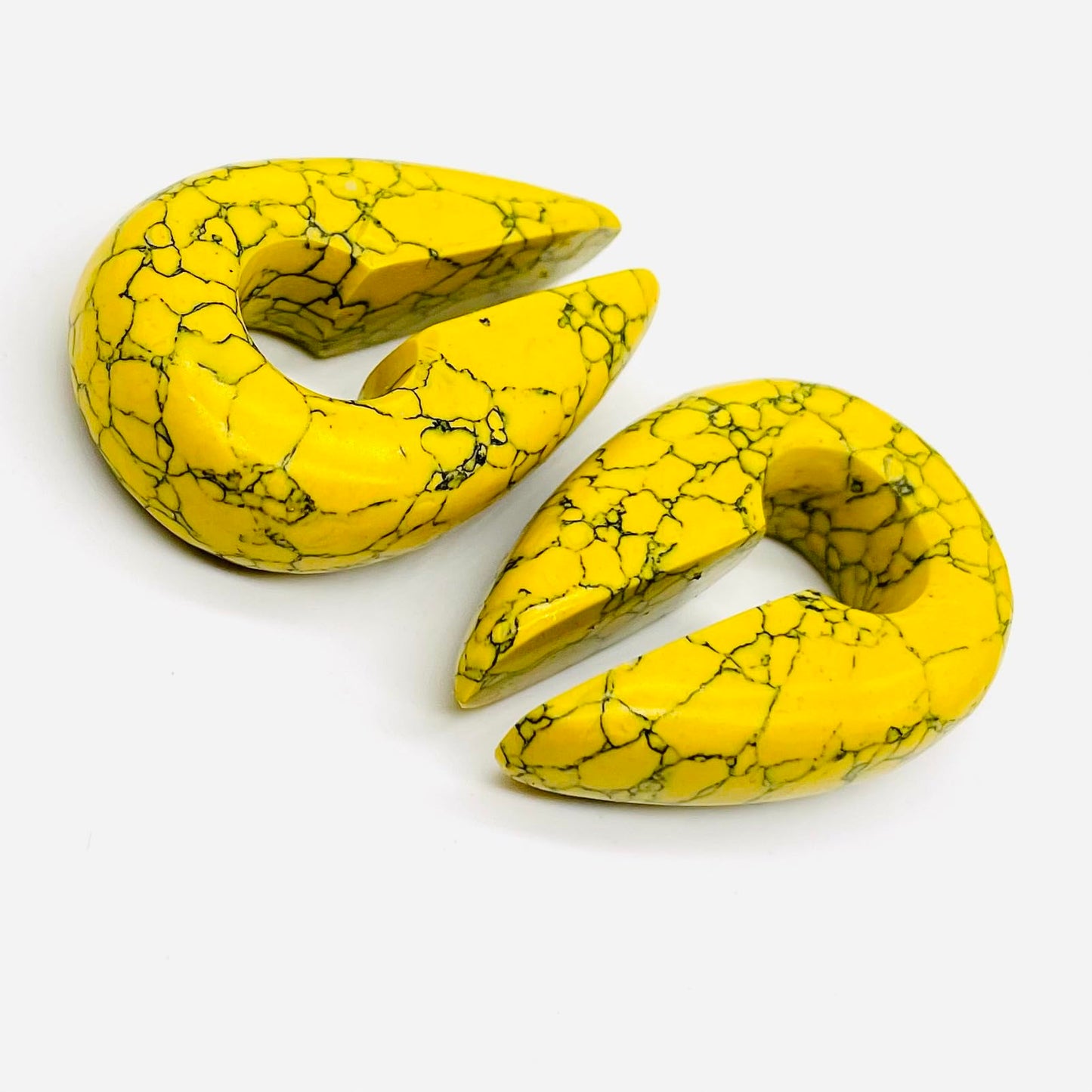 Body Piercing Jewelry Yellow Turquoise Crystal Naga Ear Weights Hangers Keyhole Gauges 2g (6mm) to 00g (10mm) Customized Size & Wholesale Also Available