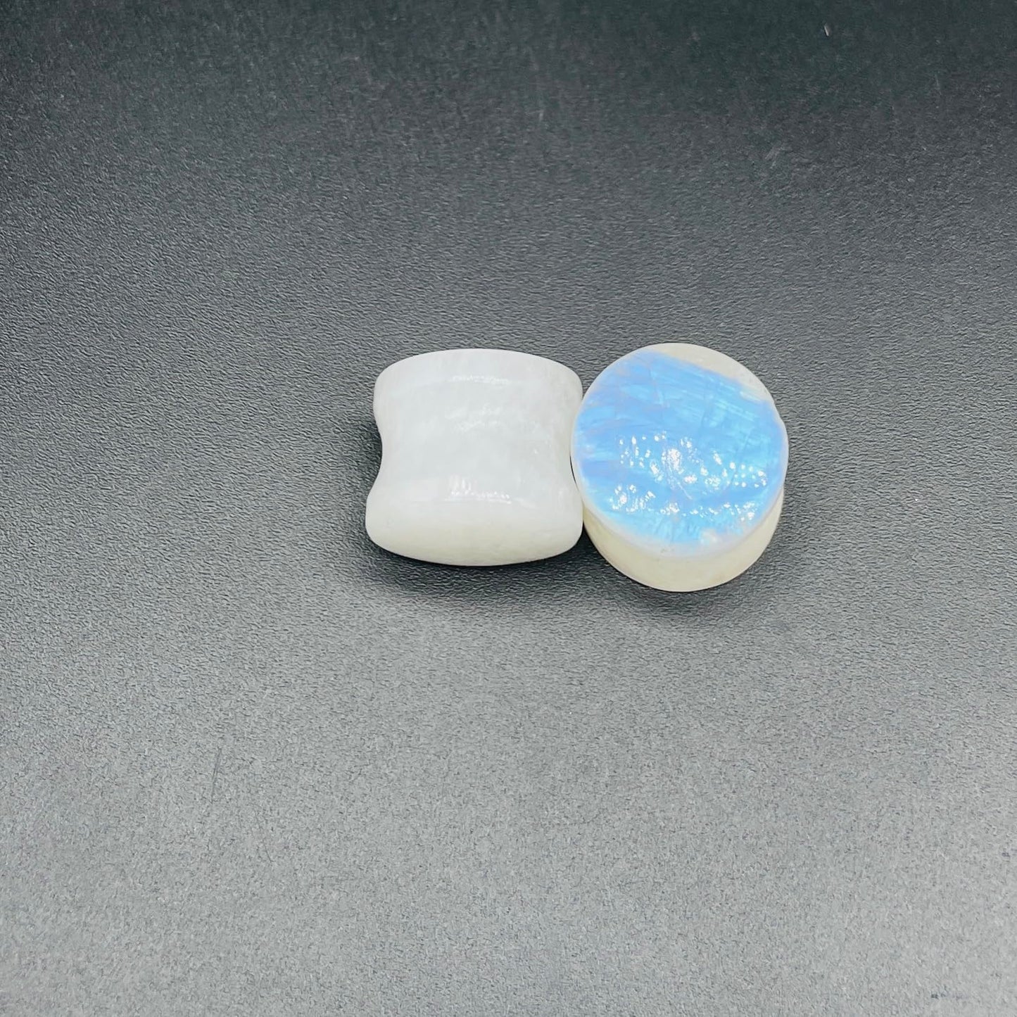Opalescent Moonstone Gemstone Naga Body Piercing Jewelry Double Flared Round Shaped Ear Gauges Plugs Size 8g (3mm) to 1" (25mm) Customized Size & Wholesale Also Available