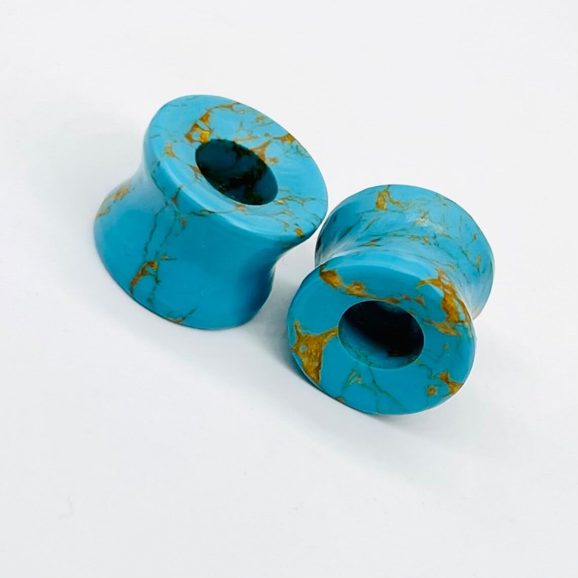 American Blue Copper Turquoise Crystal Body Jewelry Plug Tunnel Naga Earrings for Ear Piercing 4mm to 40mm (6g to 40mm) Ear Plugs Gauges for Earrings