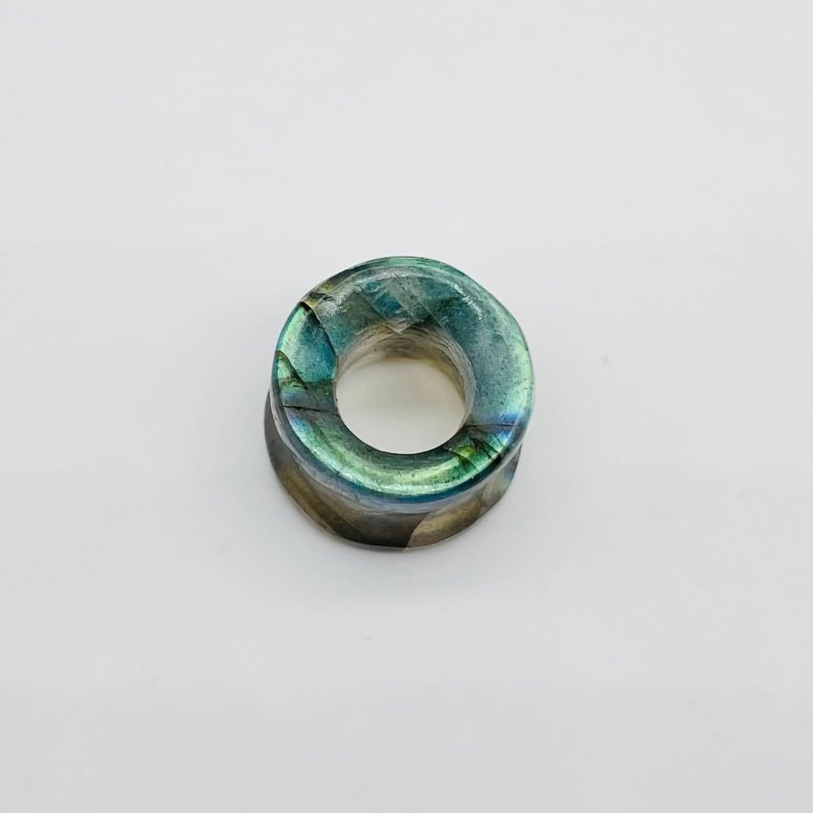 Pair of Natural Multi Flash Labradorite Crystal Handcrafted Double Flare Round Shape Tunnel Plug Ear Piercing Naga Body Jewelry Size 6g (4mm) to 40mm & Customized Wholesale Available