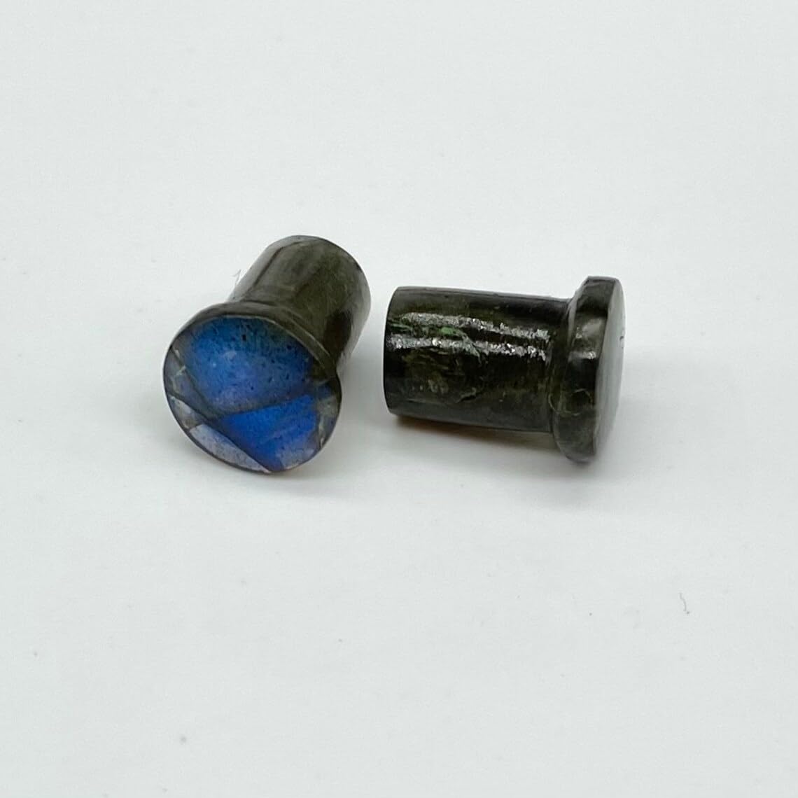 Body Piercing Jewelry Blue Labradorite Round Shaped Single Flare Ear Piercing Gauges & Plugs Size 8g (3mm) to 1" (25mm) Customized Size & Wholesale Also Available
