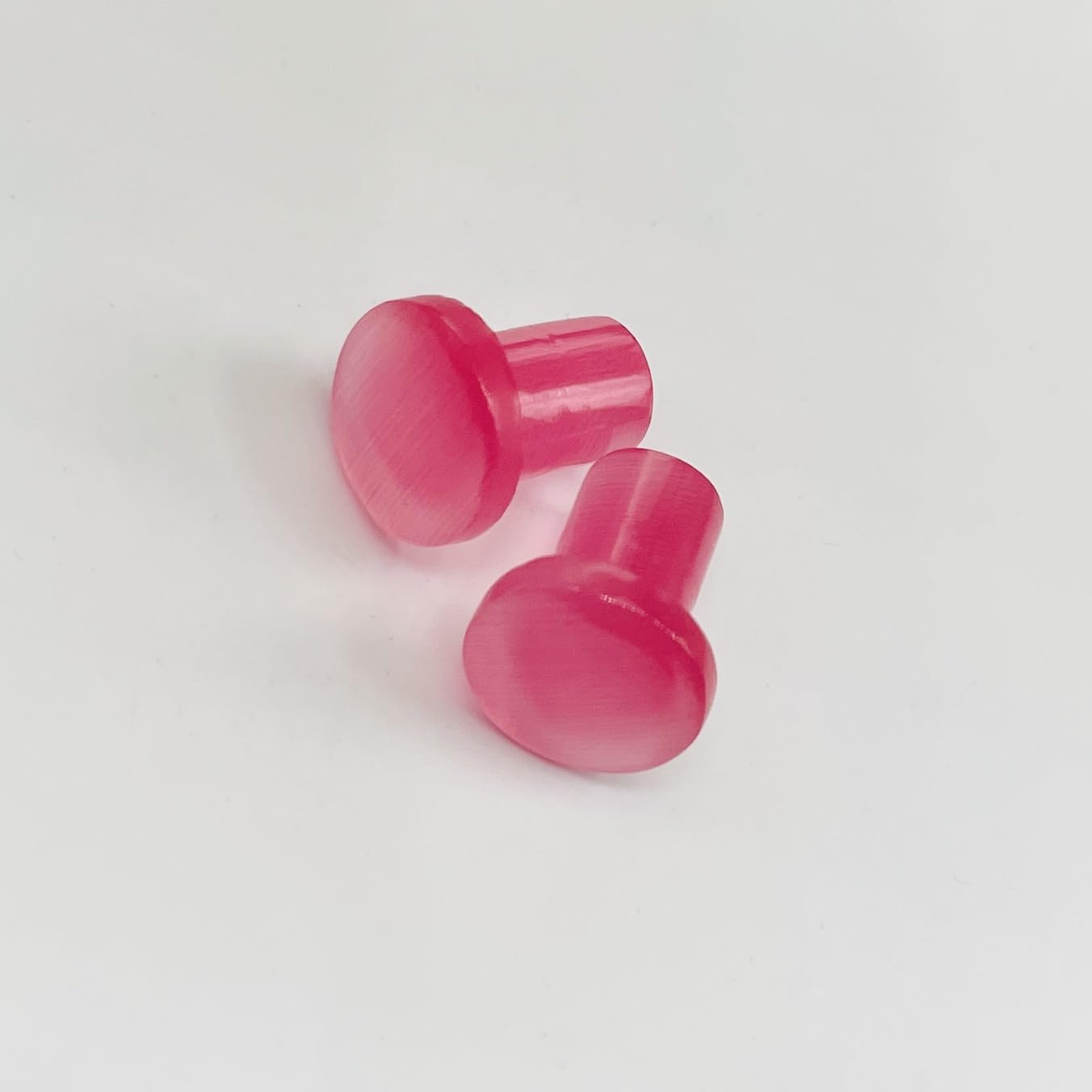 Naga Body Piercing Jewelry, BodyJewels007's Pair of Pink Cat's Eye Stone Handmade Single Flare Ear Piercing Gauges & Plugs Size 8g (3mm) to 1" (25mm) Customized Size & Wholesale Available