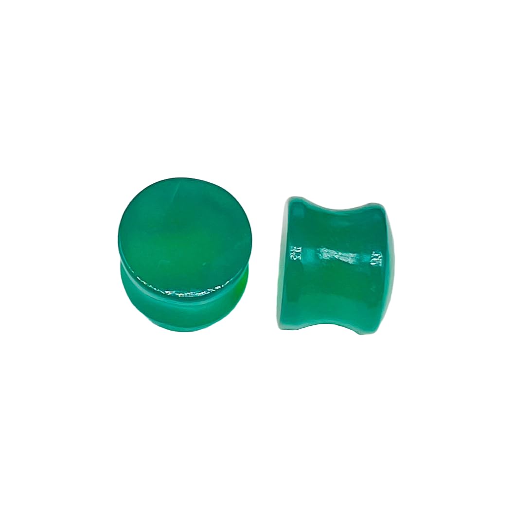 Green Onyx Gemstone Body Piercing Plugs, 8g-1", Custom Sizes Available