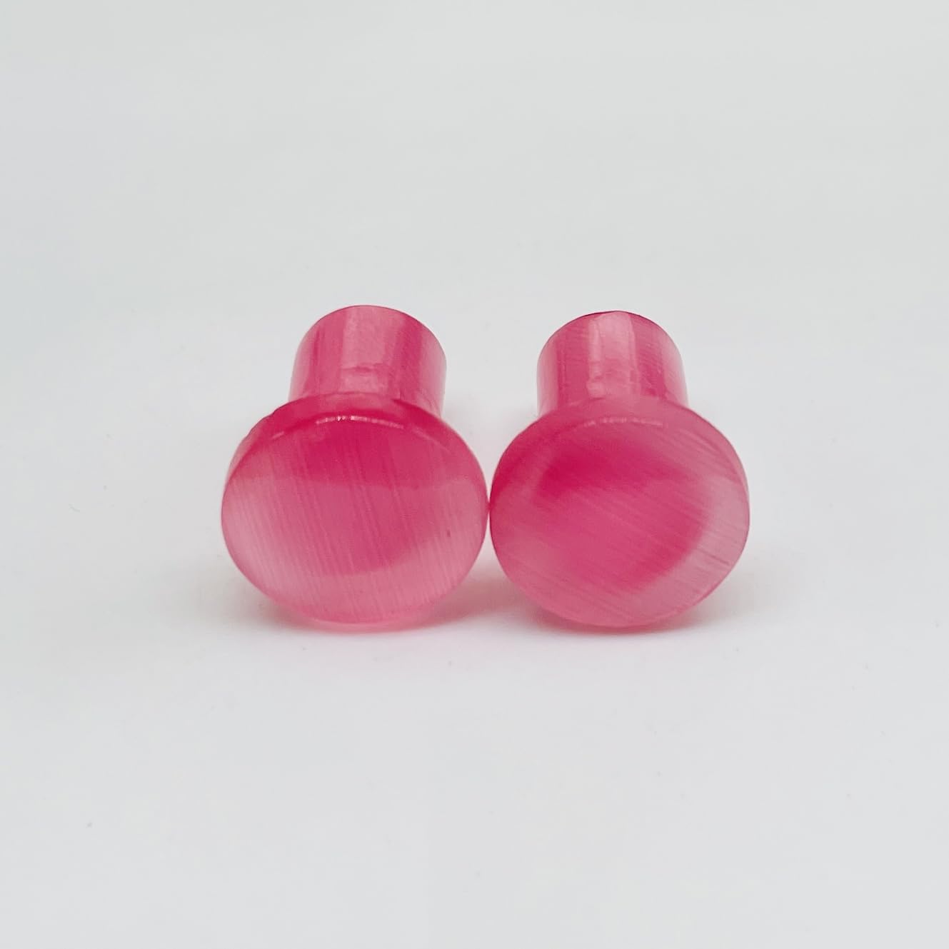 Naga Body Piercing Jewelry, BodyJewels007's Pair of Pink Cat's Eye Stone Handmade Single Flare Ear Piercing Gauges & Plugs Size 8g (3mm) to 1" (25mm) Customized Size & Wholesale Available
