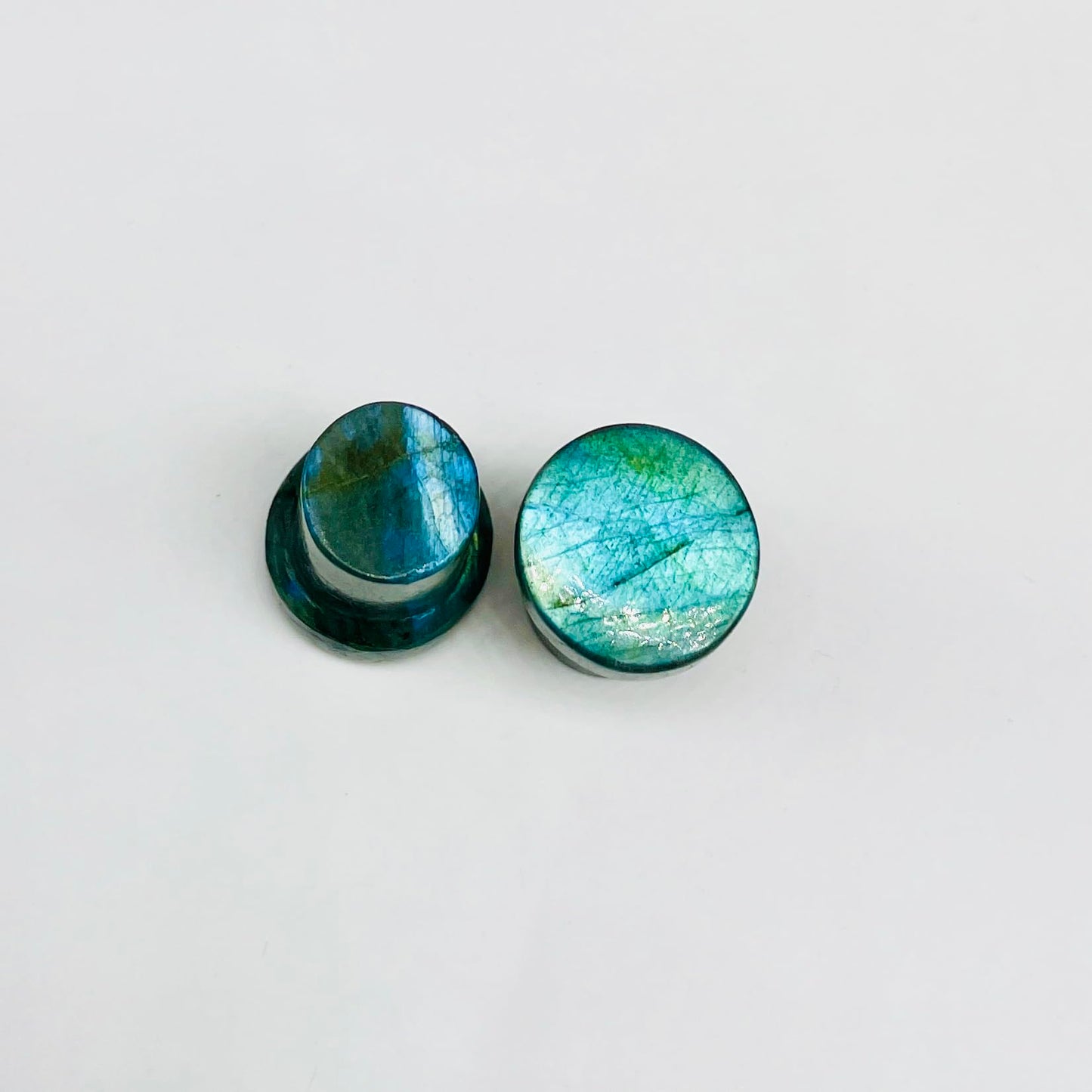 Labradorite Gemstone Single Flared Round Shaped Ear Piercing Gauges Plugs Naga Body Jewelry Size 8g (3mm) to 1" (25mm) Customized Size & Wholesale Also Available