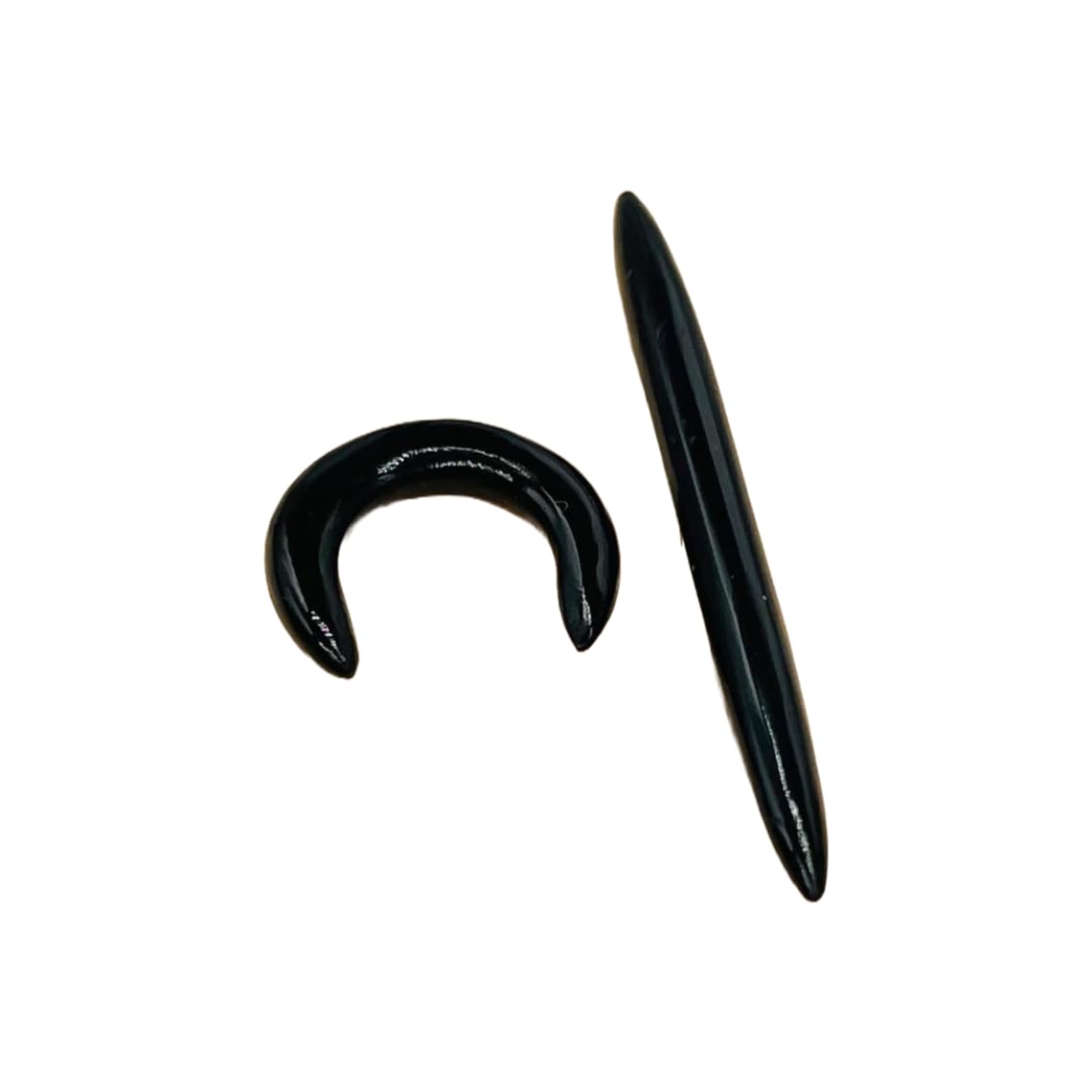 Natural Black Obsidian Crystal Handmade Naga Body Piercing Jewelry, Tribal Septum Tusk Straight Spike & Pincher Gauges, 12g (2mm) to 1/2 inch (12mm), Customized Size Available