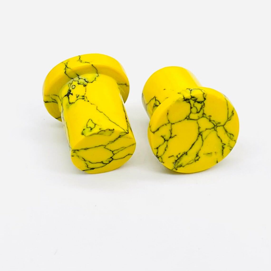 Crystal Ear Plugs, Yellow Turquoise, Custom Sizes 8g-1", Set of 2