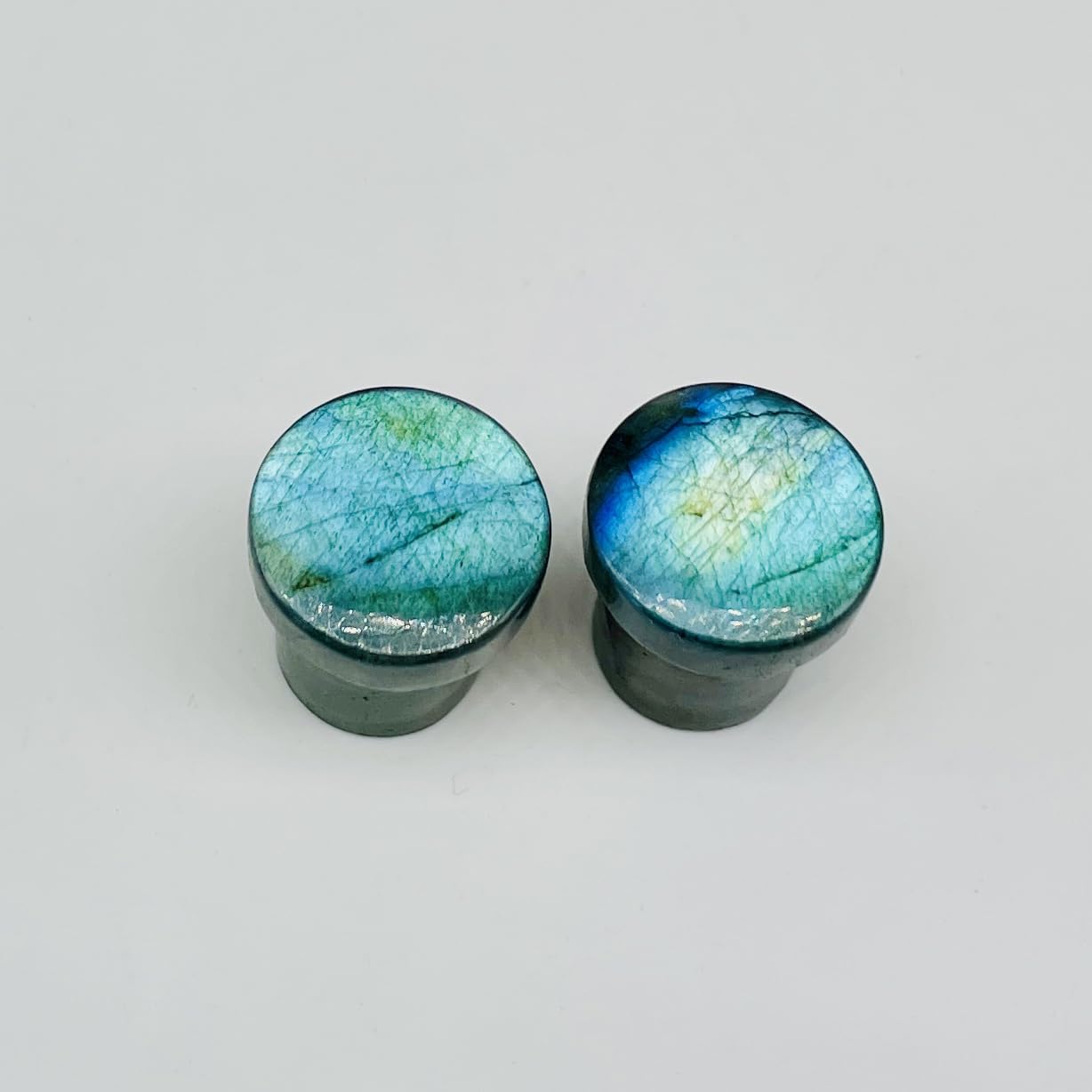 Labradorite Gemstone Single Flared Round Shaped Ear Piercing Gauges Plugs Naga Body Jewelry Size 8g (3mm) to 1" (25mm) Customized Size & Wholesale Also Available