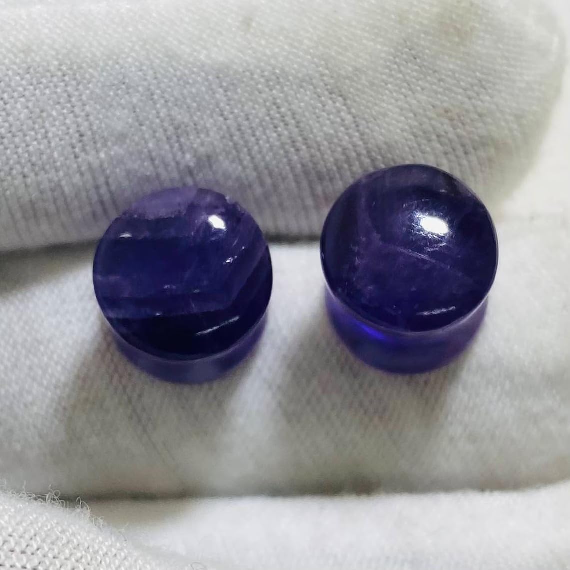 Natural Amethyst Gemstone Double Flared Ear Gauges, Sizes 8g (3mm) to 30mm