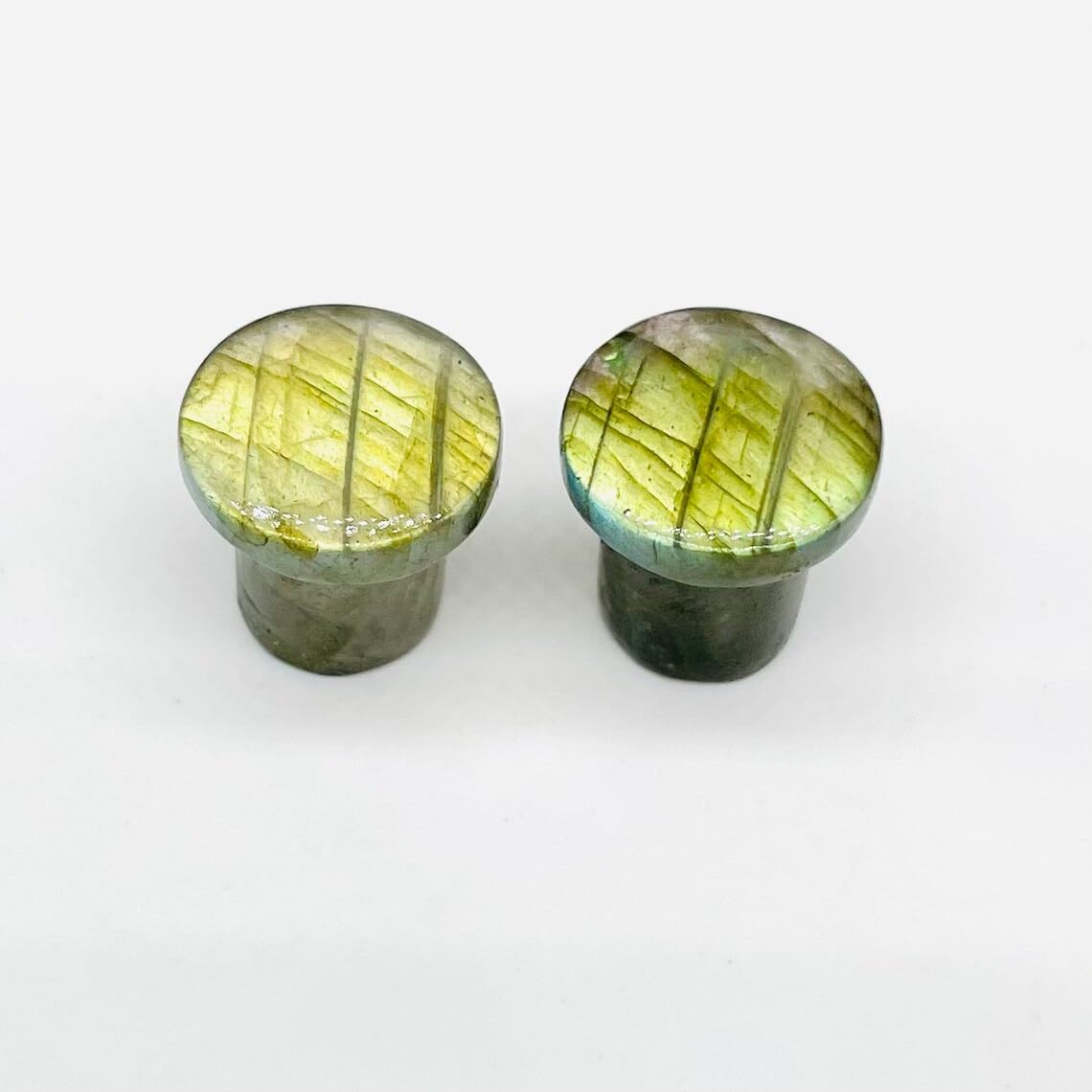 Natural Yellow Flash Labradorite Gemstone Naga Body Piercing Jewelry Single Flare Ear Gauges Plugs Size 8g (3mm) to 1" (25mm) Custom Size & Wholesale Available