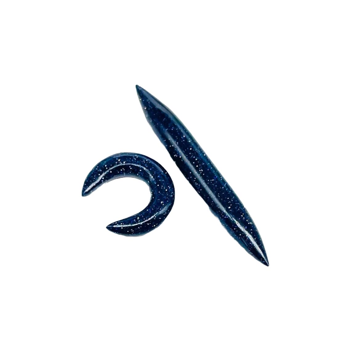 Blue Sunstone Crystal Handmade Tribal Septum Pincher & Straight Tusk Spike Naga Body Piercing Jewelry Gauges, 12g (2mm) to 1/2 inch (12mm), Customized Size