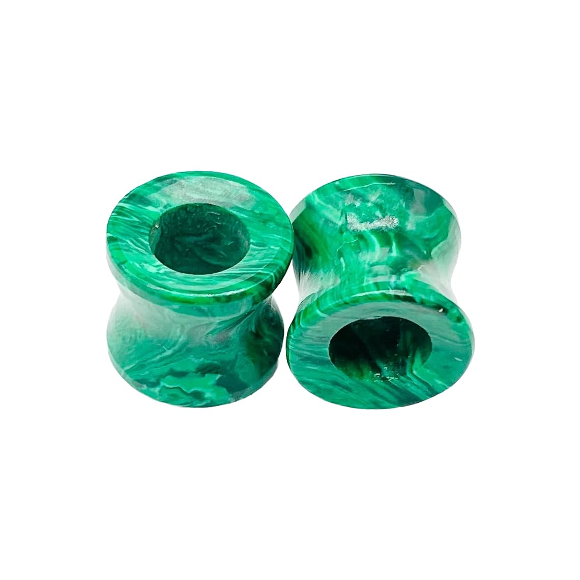 Malachite Crystal Ear Gauges, Double Flared, 4mm (6g) to 40mm, Handmade, Green, Pair
