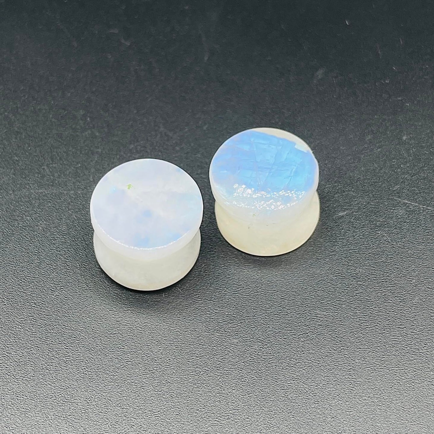 Opalescent Moonstone Gemstone Naga Body Piercing Jewelry Double Flared Round Shaped Ear Gauges Plugs Size 8g (3mm) to 1" (25mm) Customized Size & Wholesale Also Available