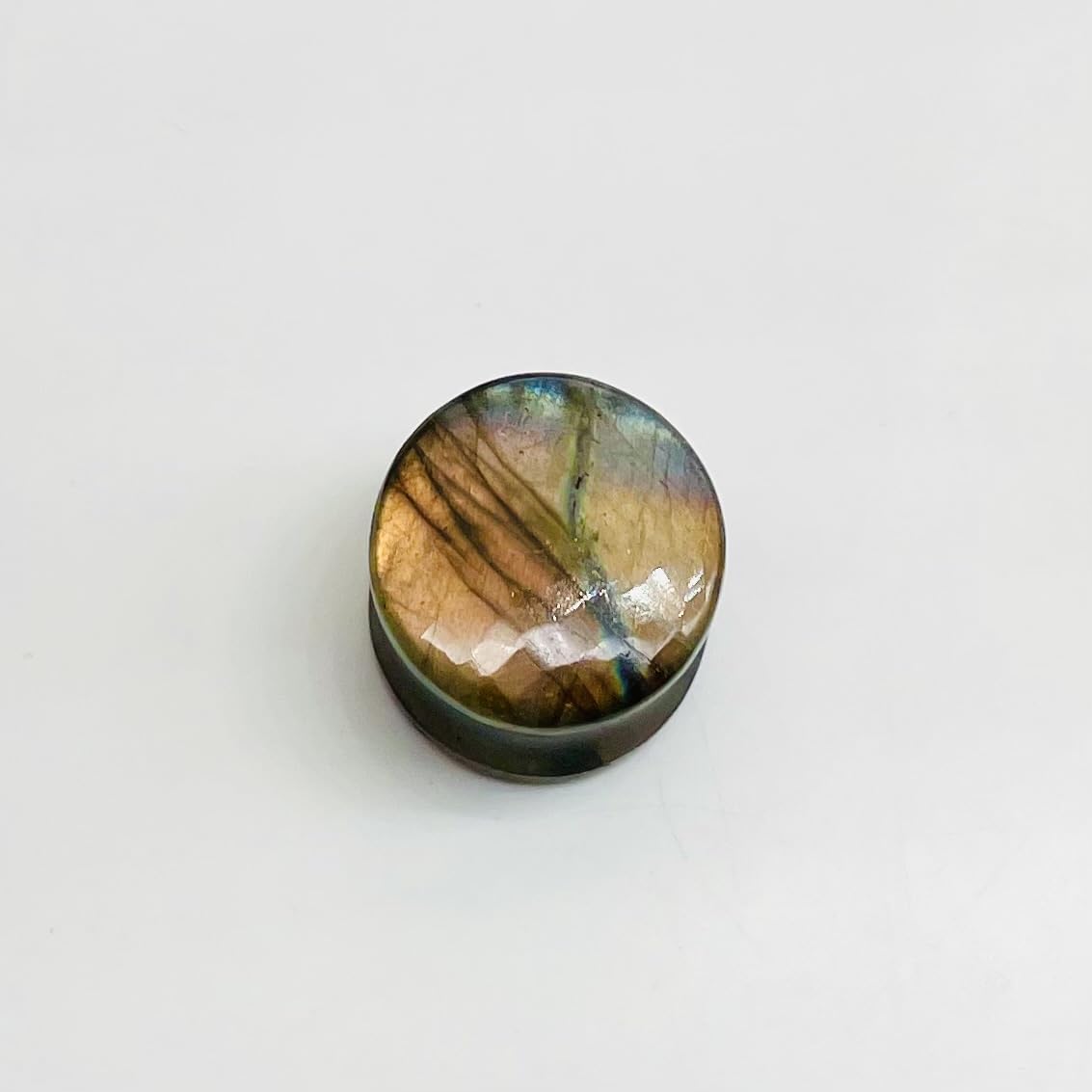 Natural Rare Flash Labradorite Crystal Handmade Double Flare Convex/Concave Round Ear Plugs Naga Body Jewlry Gauges Size 9/16" (14mm) Ready to Ship