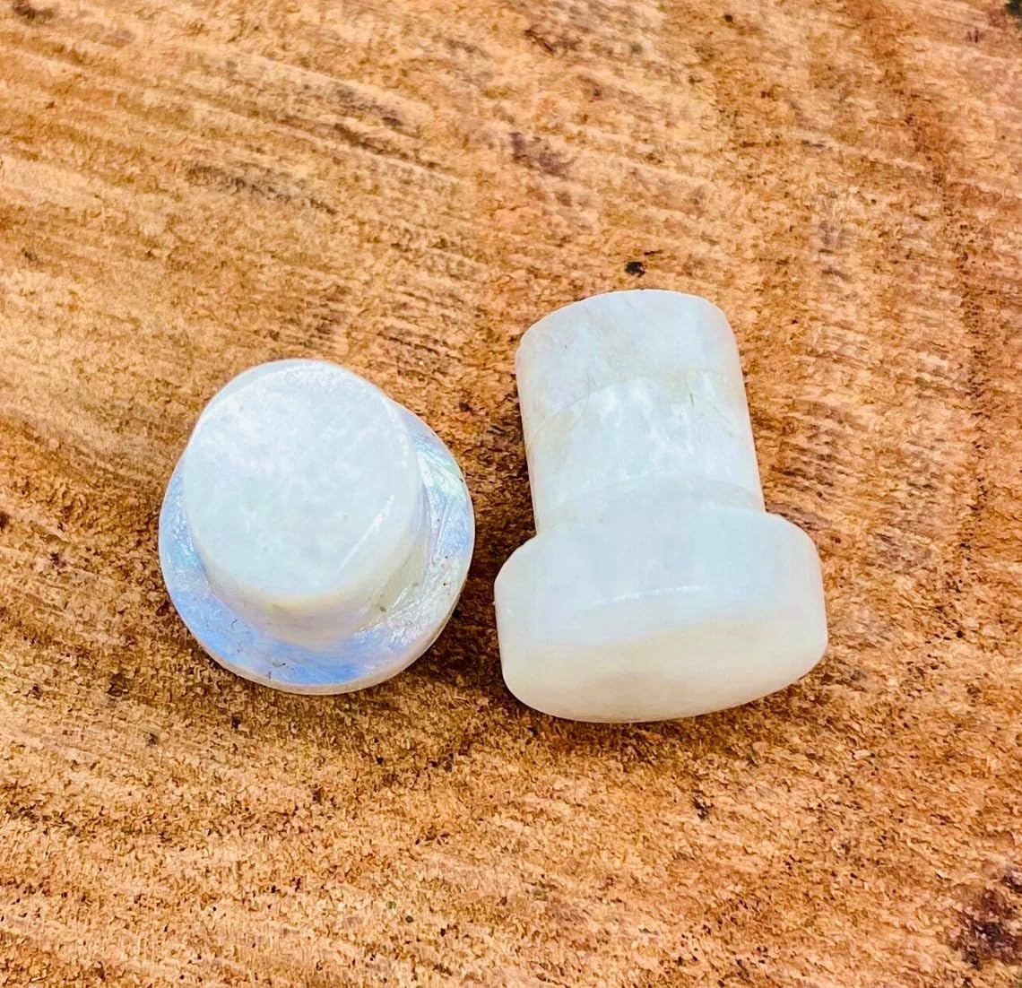 BodyJewels007 Body Jewelry Naga Body Piercing Single Flare Ear Plugs Gauges - Rainbow Moonstone - 8g (3mm) to 1/2" (12mm) - Customized Size & Wholesale Available