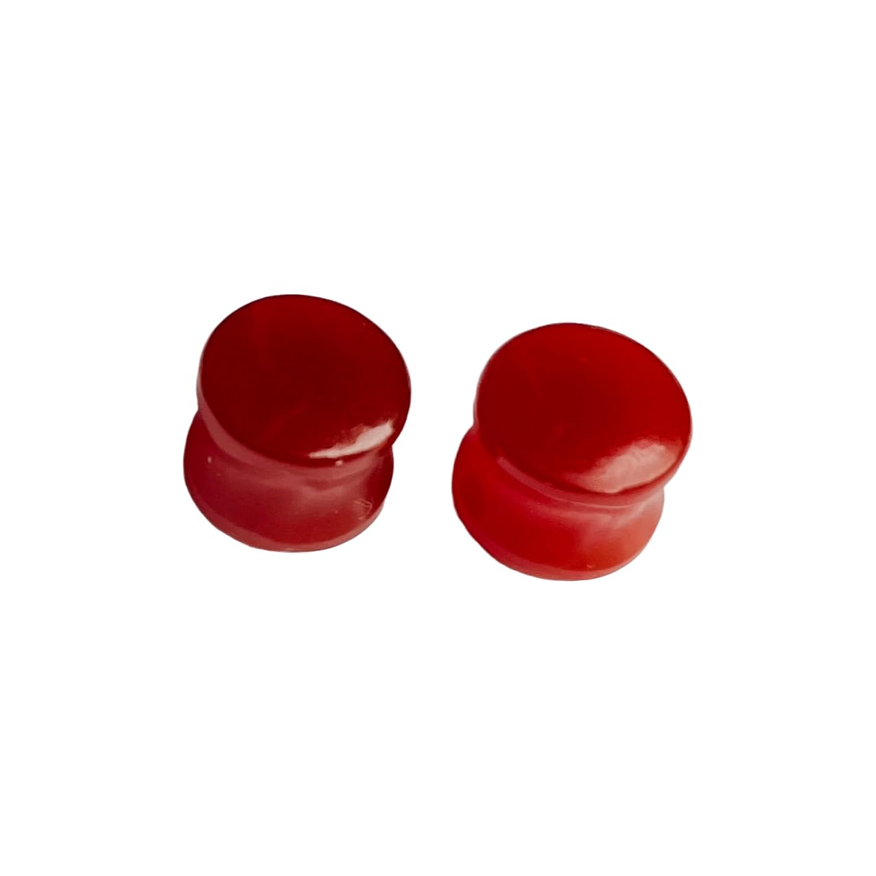 Pair of Natural Red Onyx Double Flared Ear Plugs Gauges, Sizes 3 mm to 25 mm
