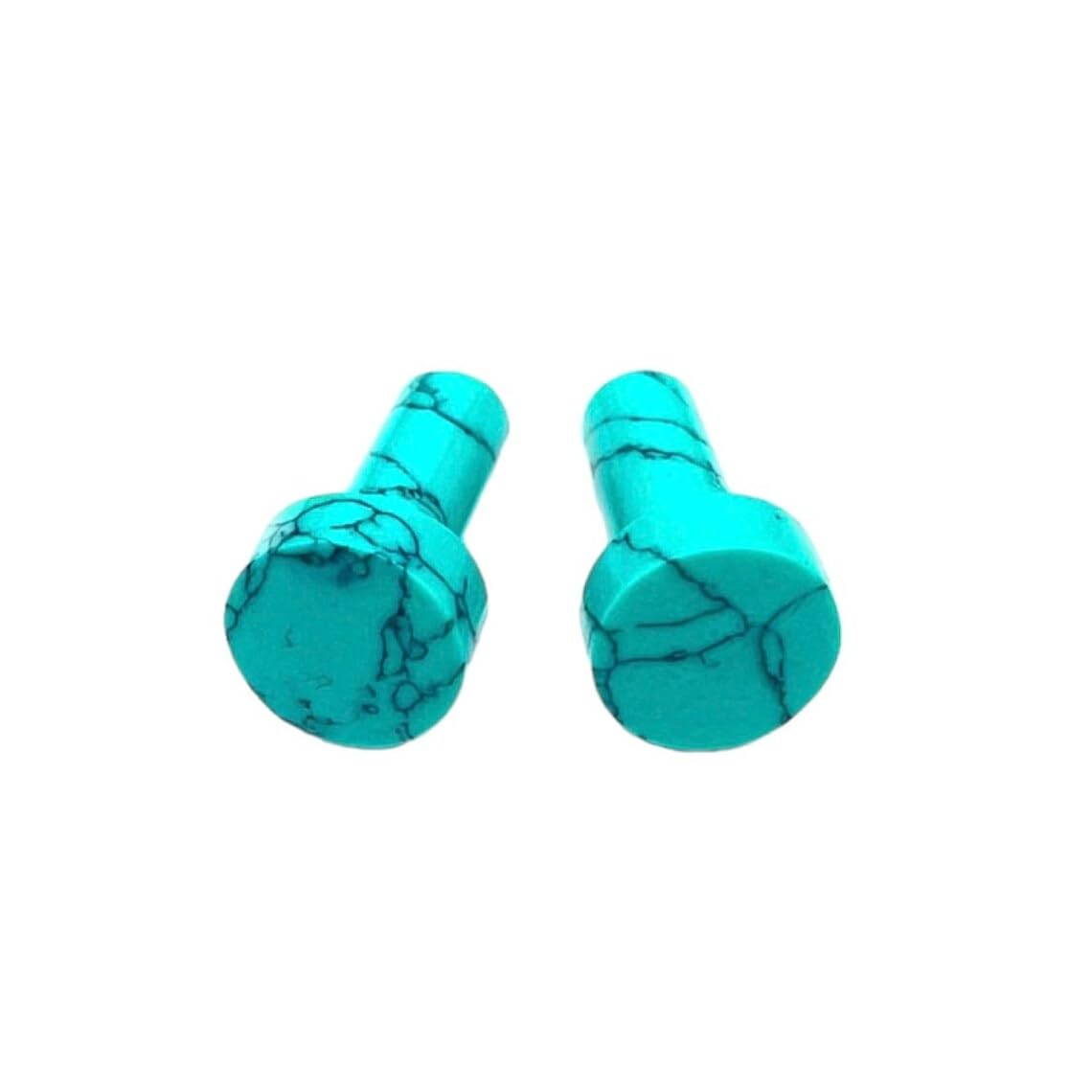 Crystal Gem Turquoise Body Jewelry Plugs, Size 8g-1", Set of 2