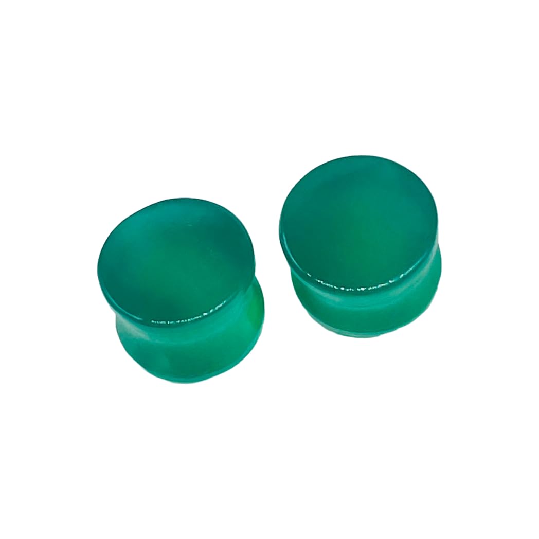 Green Onyx Gemstone Body Piercing Plugs, 8g-1", Custom Sizes Available