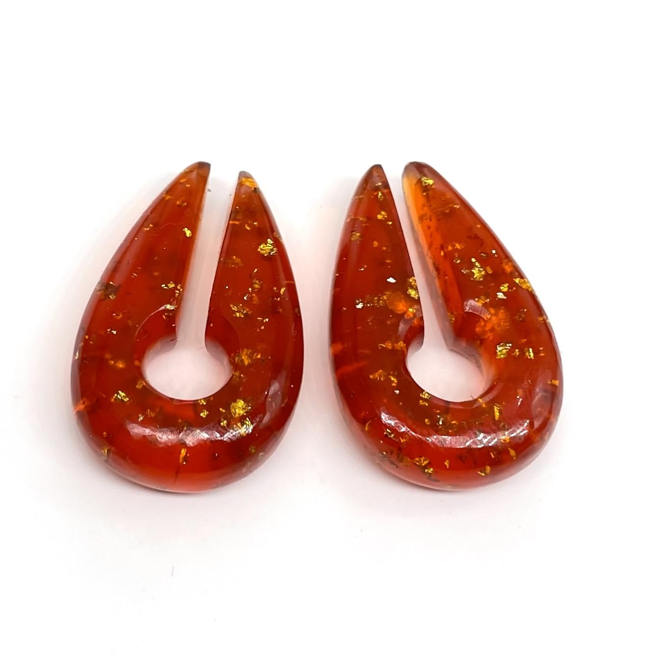Amber Stone Handcrafted Drop Shape Ear Weights Keyhole Gauges Ear Piercing Naga Body Jewelry Size 2g (6mm), 0g (8mm) & 00g (10mm) & Customized Wholesale Also Available