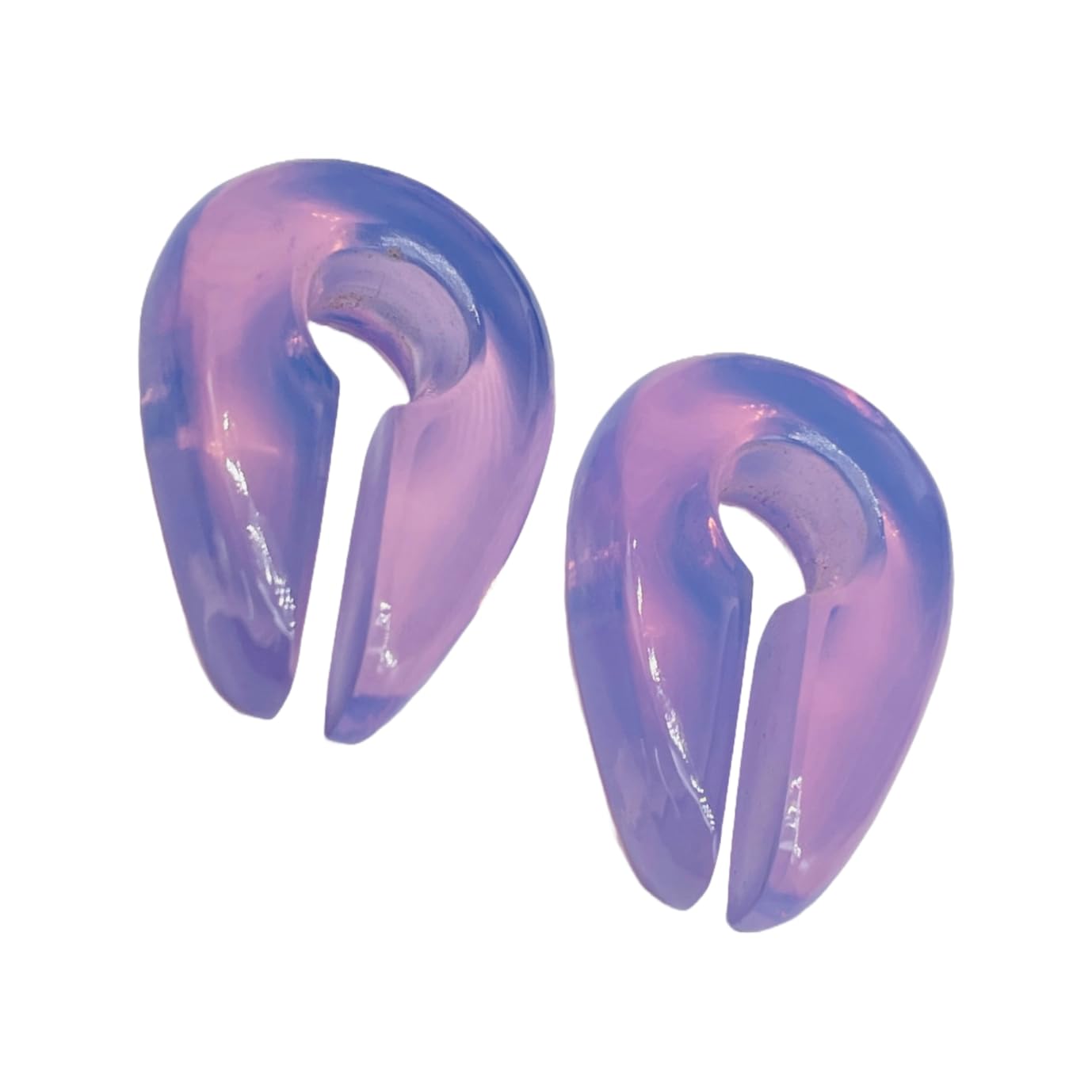 Lavender Chalcedony Stone Ear Weights, Pair of Keyhole Hangers Gauges