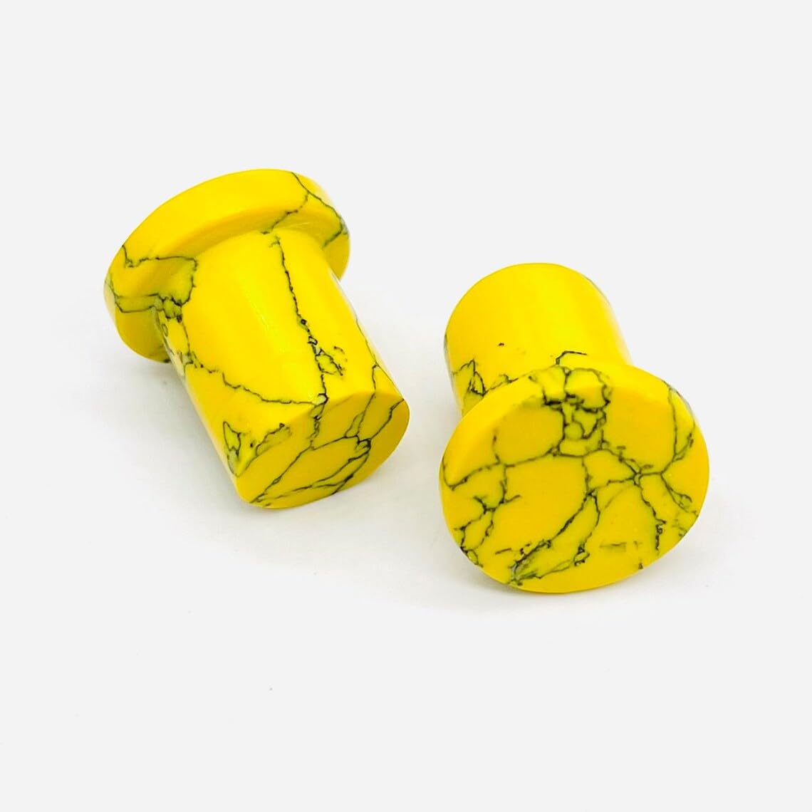 Crystal Ear Plugs, Yellow Turquoise, Custom Sizes 8g-1", Set of 2